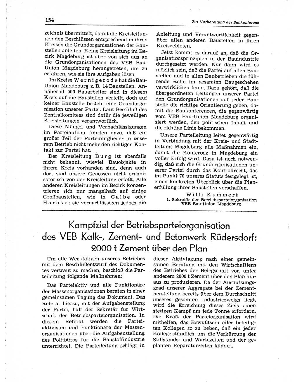 Neuer Weg (NW), Organ des Zentralkomitees (ZK) der SED (Sozialistische Einheitspartei Deutschlands) für Fragen des Parteiaufbaus und des Parteilebens, 10. Jahrgang [Deutsche Demokratische Republik (DDR)] 1955, Seite 154 (NW ZK SED DDR 1955, S. 154)