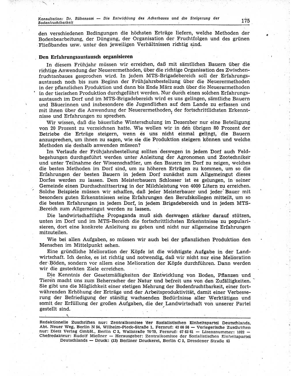 Neuer Weg (NW), Organ des Zentralkomitees (ZK) der SED (Sozialistische Einheitspartei Deutschlands) für Fragen des Parteiaufbaus und des Parteilebens, 10. Jahrgang [Deutsche Demokratische Republik (DDR)] 1955, Seite 175 (NW ZK SED DDR 1955, S. 175)