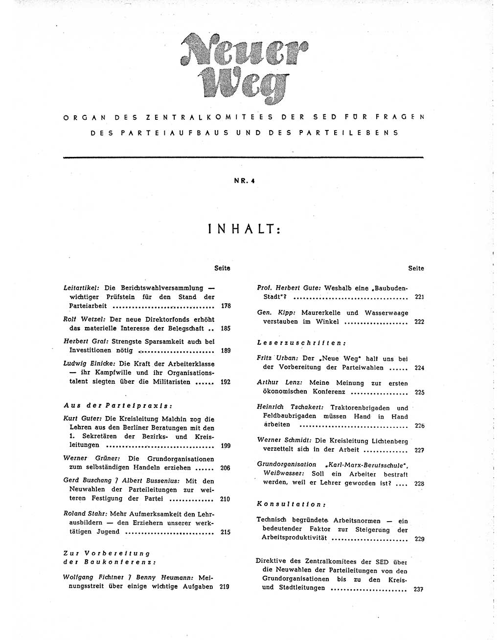 Neuer Weg (NW), Organ des Zentralkomitees (ZK) der SED (Sozialistische Einheitspartei Deutschlands) für Fragen des Parteiaufbaus und des Parteilebens, 10. Jahrgang [Deutsche Demokratische Republik (DDR)] 1955, Seite 177 (NW ZK SED DDR 1955, S. 177)