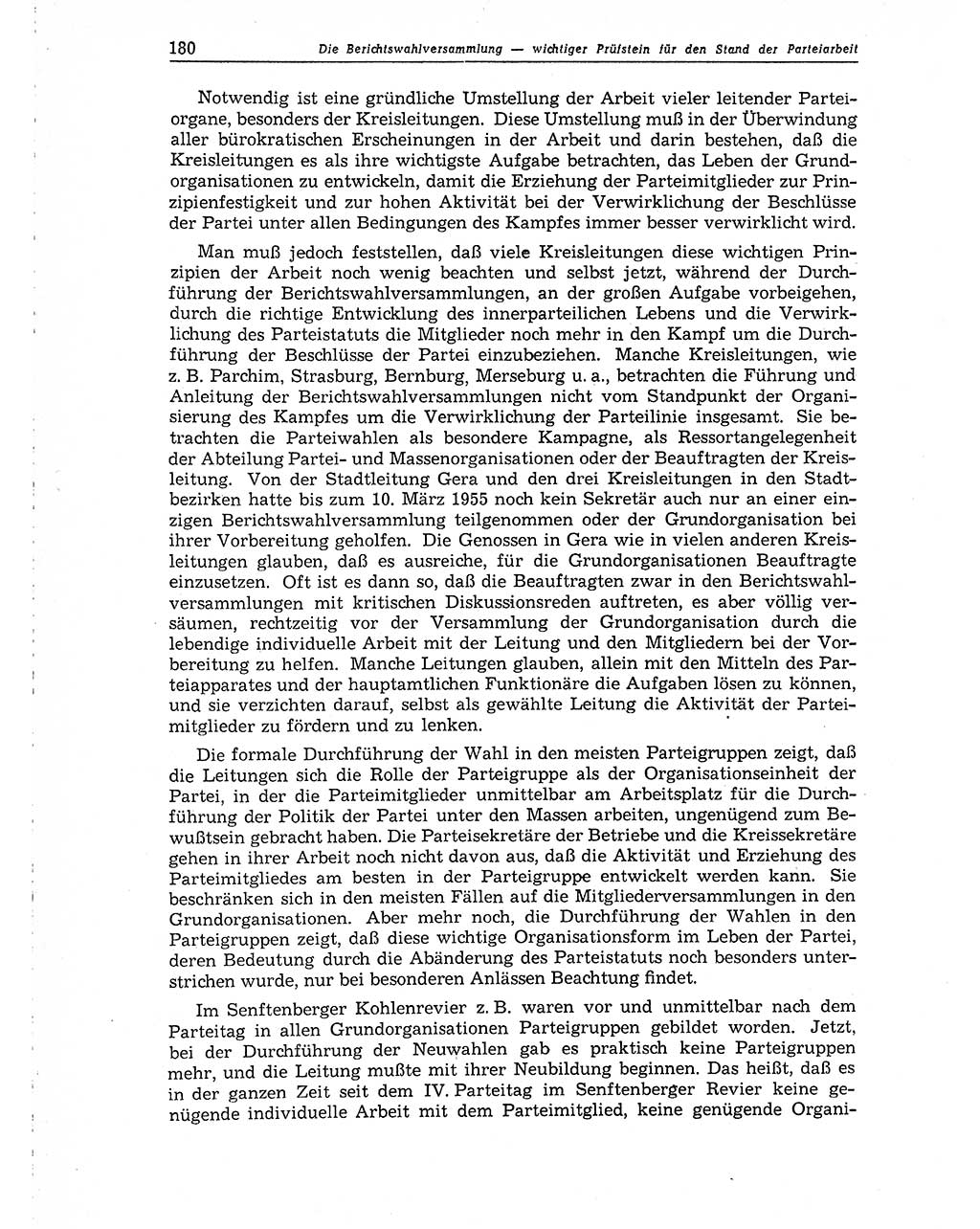 Neuer Weg (NW), Organ des Zentralkomitees (ZK) der SED (Sozialistische Einheitspartei Deutschlands) für Fragen des Parteiaufbaus und des Parteilebens, 10. Jahrgang [Deutsche Demokratische Republik (DDR)] 1955, Seite 180 (NW ZK SED DDR 1955, S. 180)