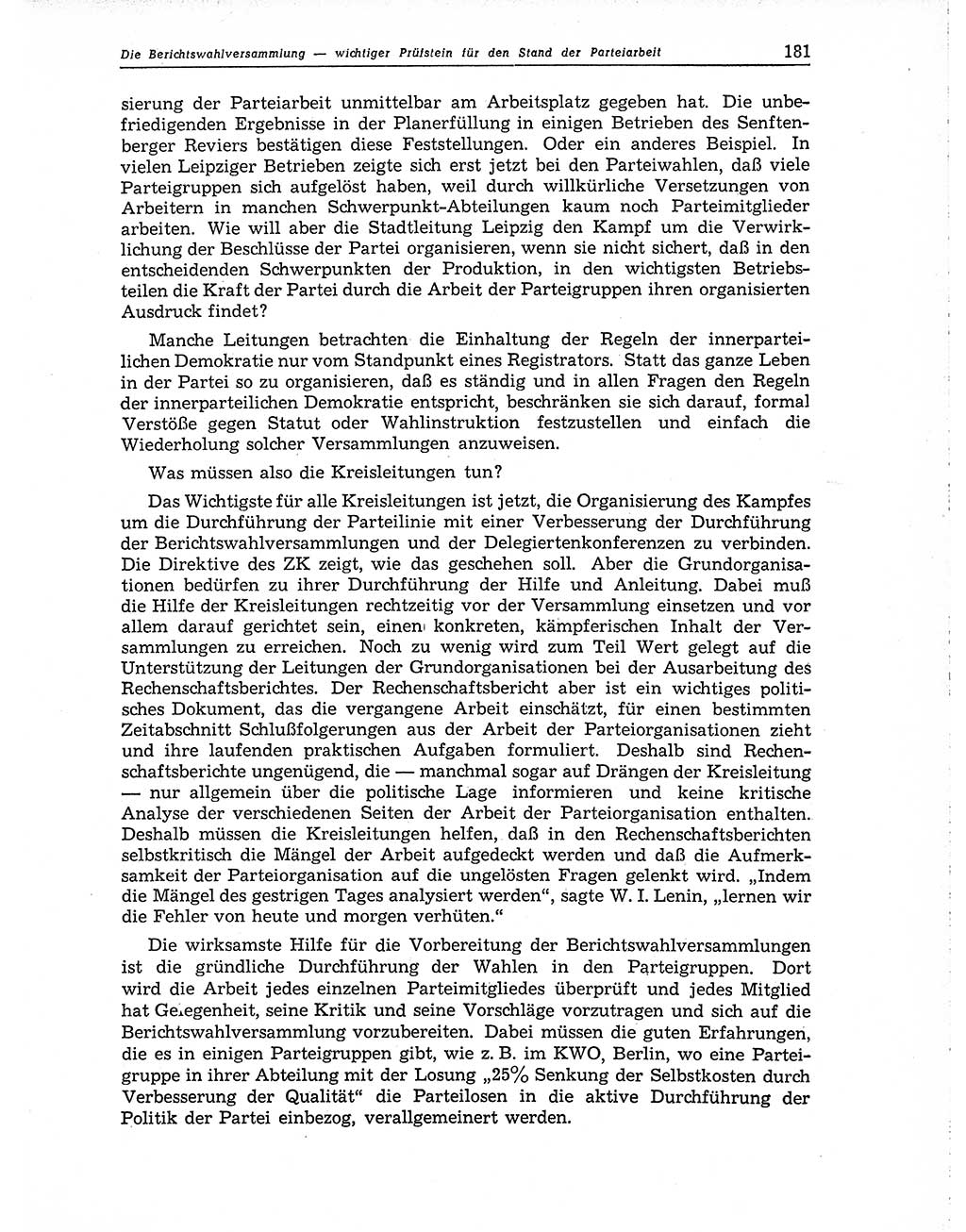 Neuer Weg (NW), Organ des Zentralkomitees (ZK) der SED (Sozialistische Einheitspartei Deutschlands) für Fragen des Parteiaufbaus und des Parteilebens, 10. Jahrgang [Deutsche Demokratische Republik (DDR)] 1955, Seite 181 (NW ZK SED DDR 1955, S. 181)