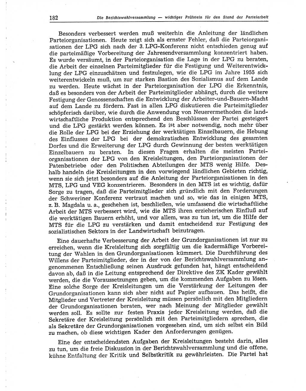 Neuer Weg (NW), Organ des Zentralkomitees (ZK) der SED (Sozialistische Einheitspartei Deutschlands) für Fragen des Parteiaufbaus und des Parteilebens, 10. Jahrgang [Deutsche Demokratische Republik (DDR)] 1955, Seite 182 (NW ZK SED DDR 1955, S. 182)