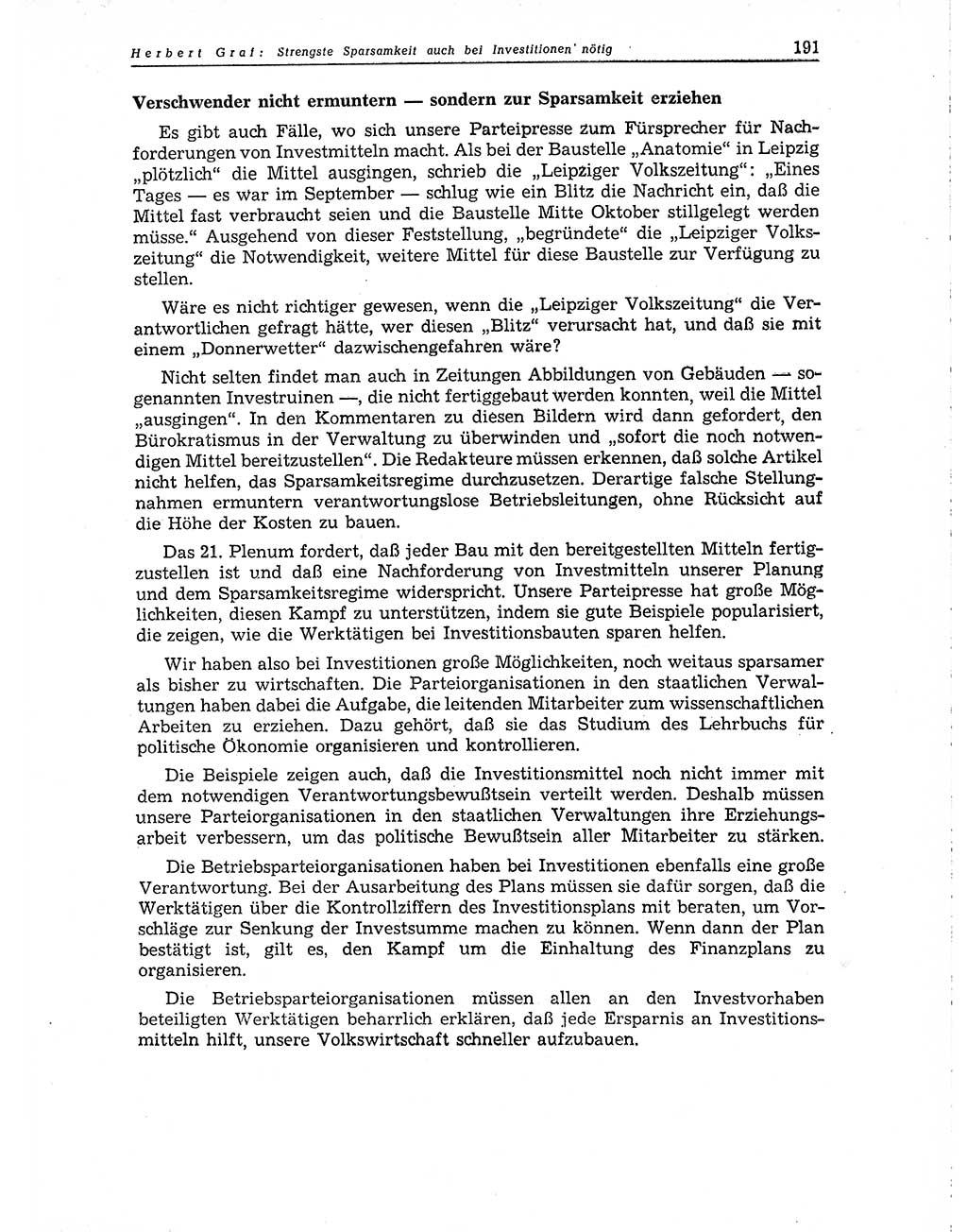 Neuer Weg (NW), Organ des Zentralkomitees (ZK) der SED (Sozialistische Einheitspartei Deutschlands) für Fragen des Parteiaufbaus und des Parteilebens, 10. Jahrgang [Deutsche Demokratische Republik (DDR)] 1955, Seite 191 (NW ZK SED DDR 1955, S. 191)