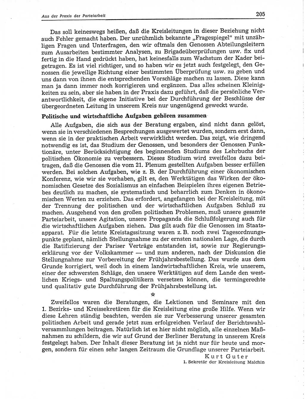 Neuer Weg (NW), Organ des Zentralkomitees (ZK) der SED (Sozialistische Einheitspartei Deutschlands) für Fragen des Parteiaufbaus und des Parteilebens, 10. Jahrgang [Deutsche Demokratische Republik (DDR)] 1955, Seite 205 (NW ZK SED DDR 1955, S. 205)