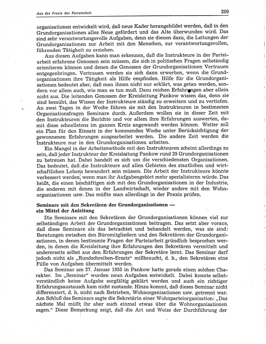 Neuer Weg (NW), Organ des Zentralkomitees (ZK) der SED (Sozialistische Einheitspartei Deutschlands) für Fragen des Parteiaufbaus und des Parteilebens, 10. Jahrgang [Deutsche Demokratische Republik (DDR)] 1955, Seite 209 (NW ZK SED DDR 1955, S. 209)