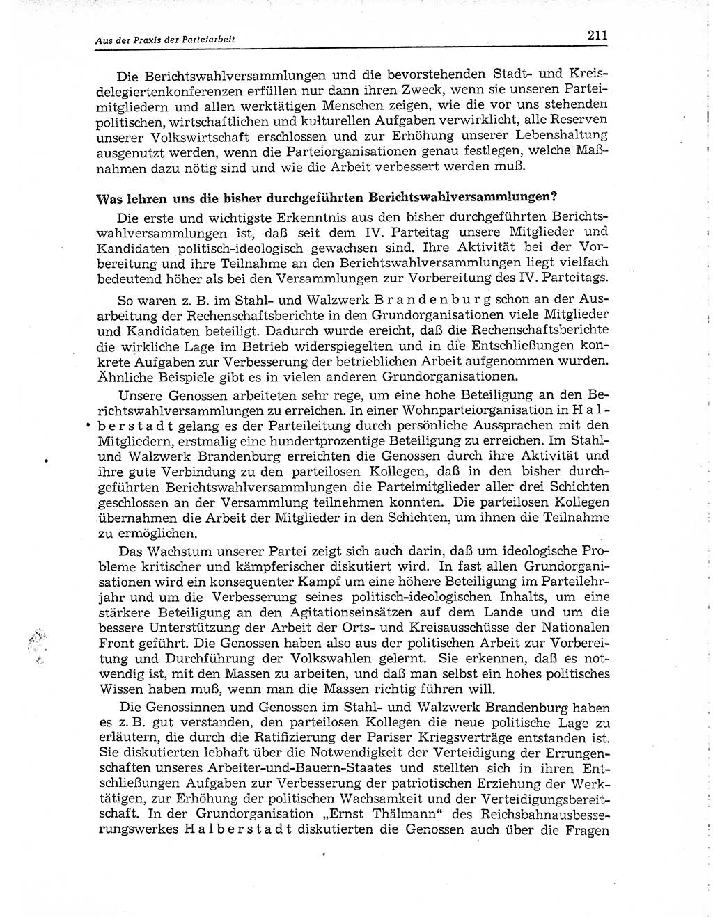 Neuer Weg (NW), Organ des Zentralkomitees (ZK) der SED (Sozialistische Einheitspartei Deutschlands) für Fragen des Parteiaufbaus und des Parteilebens, 10. Jahrgang [Deutsche Demokratische Republik (DDR)] 1955, Seite 211 (NW ZK SED DDR 1955, S. 211)