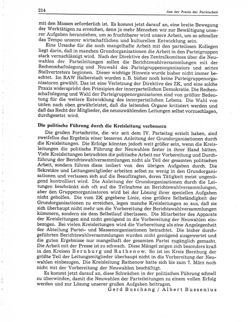 Neuer Weg (NW), Organ des Zentralkomitees (ZK) der SED (Sozialistische Einheitspartei Deutschlands) für Fragen des Parteiaufbaus und des Parteilebens, 10. Jahrgang [Deutsche Demokratische Republik (DDR)] 1955, Seite 214 (NW ZK SED DDR 1955, S. 214)