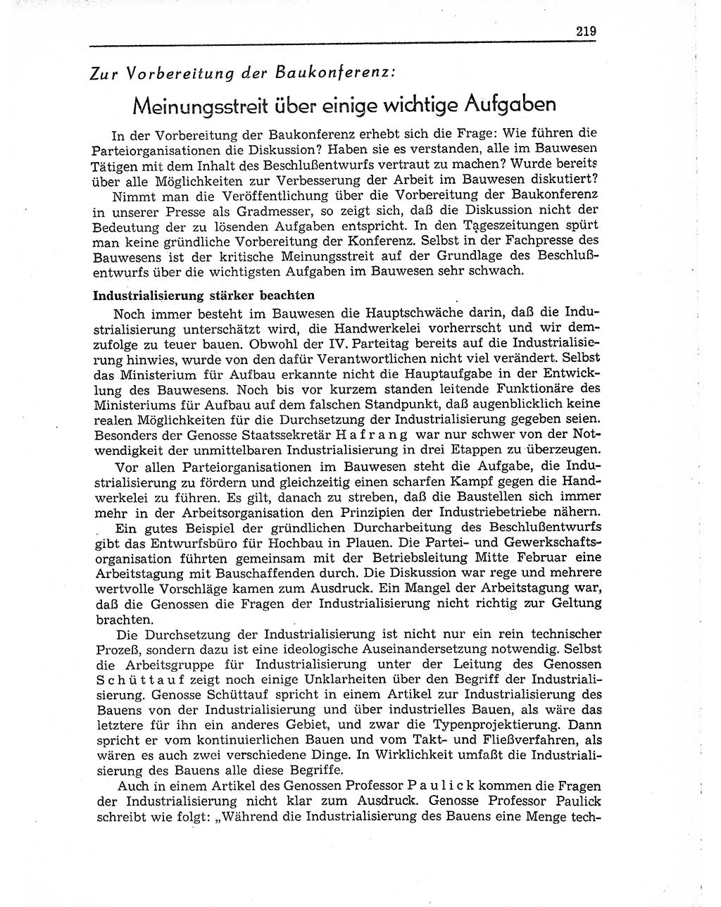 Neuer Weg (NW), Organ des Zentralkomitees (ZK) der SED (Sozialistische Einheitspartei Deutschlands) für Fragen des Parteiaufbaus und des Parteilebens, 10. Jahrgang [Deutsche Demokratische Republik (DDR)] 1955, Seite 219 (NW ZK SED DDR 1955, S. 219)