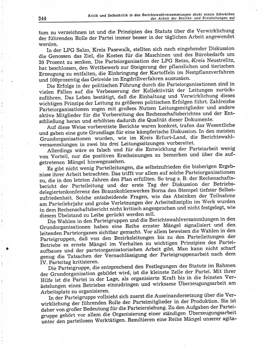 Neuer Weg (NW), Organ des Zentralkomitees (ZK) der SED (Sozialistische Einheitspartei Deutschlands) für Fragen des Parteiaufbaus und des Parteilebens, 10. Jahrgang [Deutsche Demokratische Republik (DDR)] 1955, Seite 244 (NW ZK SED DDR 1955, S. 244)