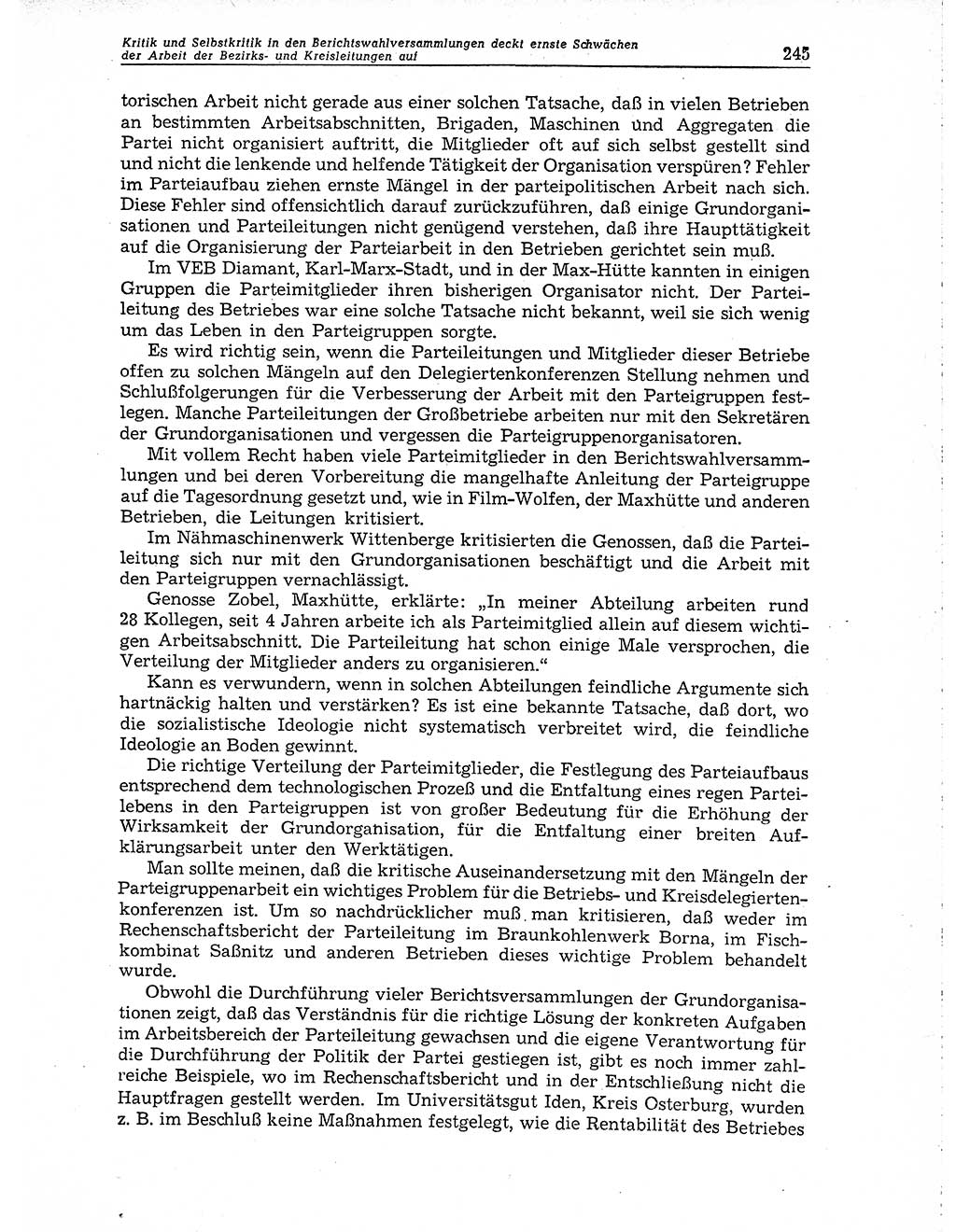 Neuer Weg (NW), Organ des Zentralkomitees (ZK) der SED (Sozialistische Einheitspartei Deutschlands) für Fragen des Parteiaufbaus und des Parteilebens, 10. Jahrgang [Deutsche Demokratische Republik (DDR)] 1955, Seite 245 (NW ZK SED DDR 1955, S. 245)