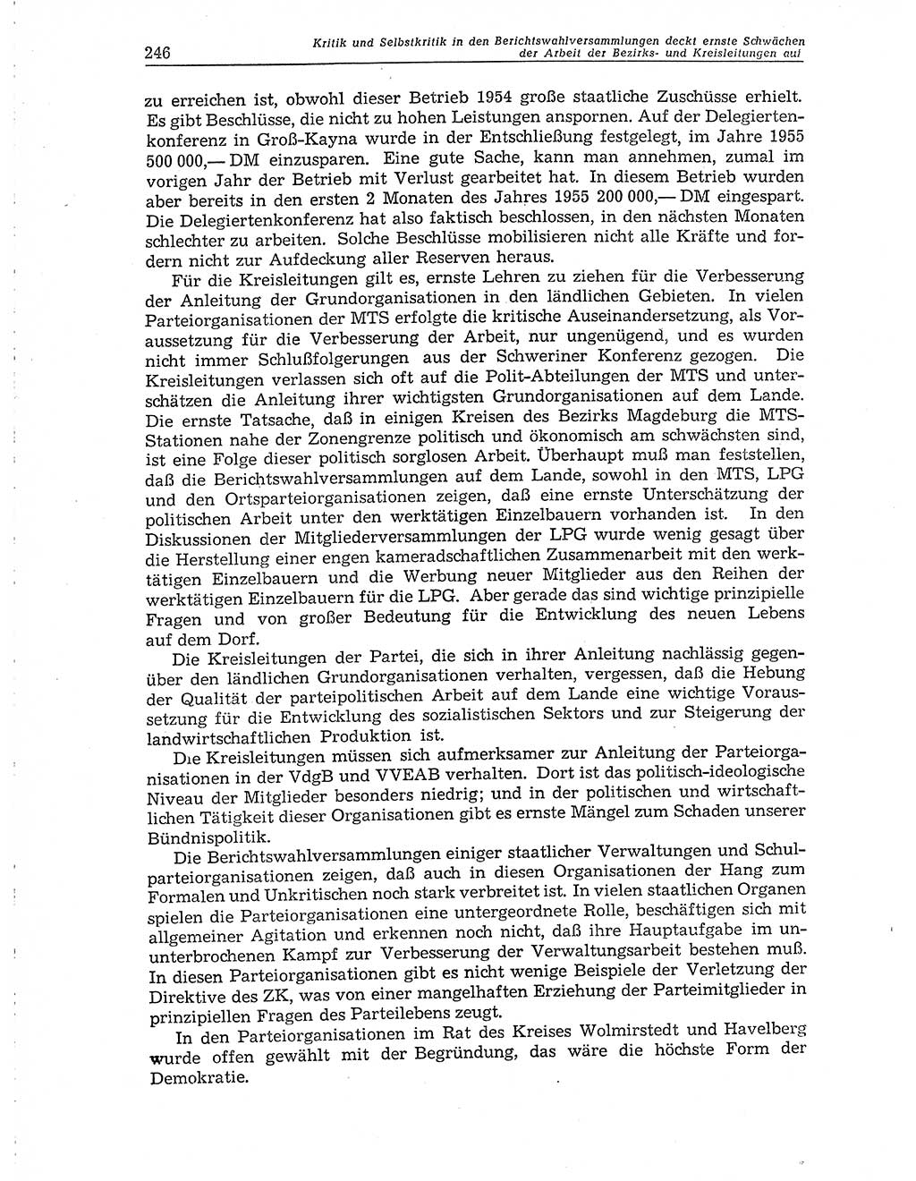 Neuer Weg (NW), Organ des Zentralkomitees (ZK) der SED (Sozialistische Einheitspartei Deutschlands) fÃ¼r Fragen des Parteiaufbaus und des Parteilebens, 10. Jahrgang [Deutsche Demokratische Republik (DDR)] 1955, Seite 246 (NW ZK SED DDR 1955, S. 246)