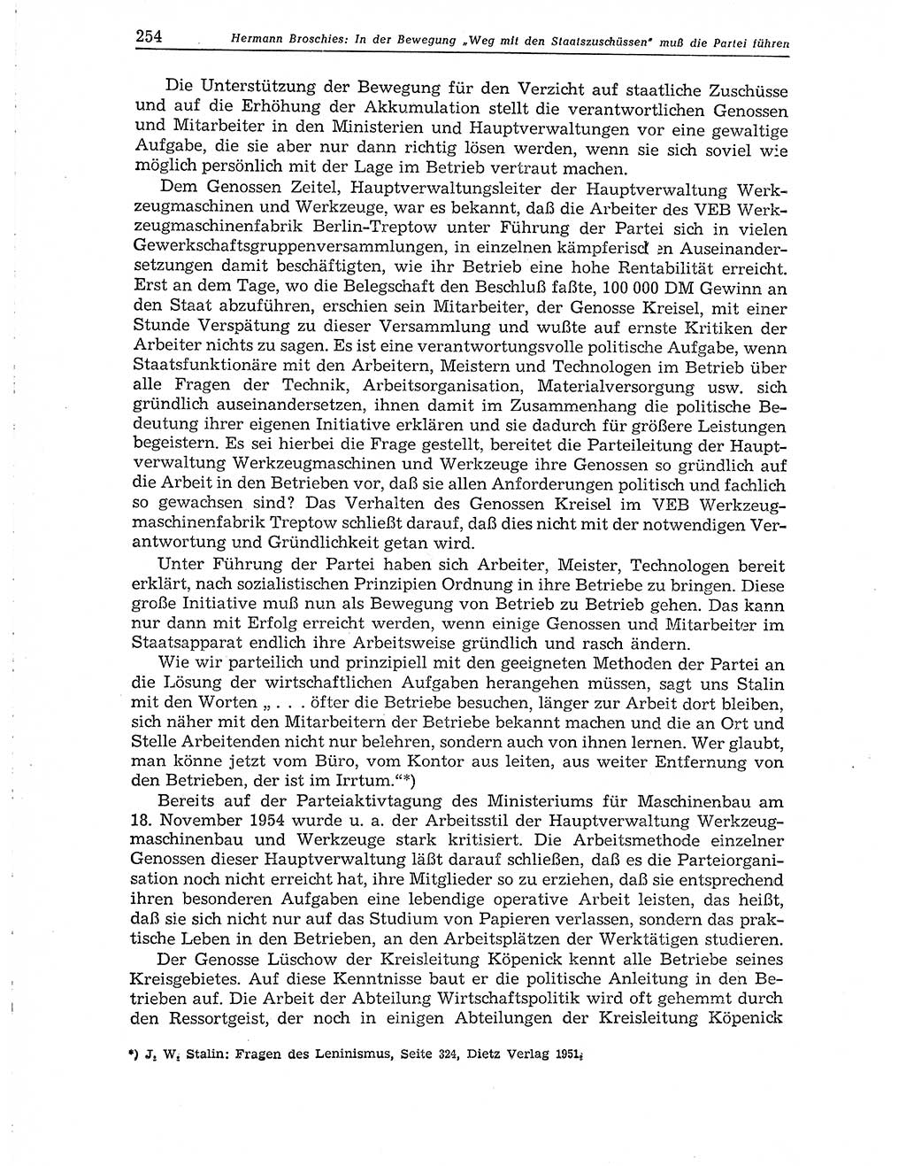 Neuer Weg (NW), Organ des Zentralkomitees (ZK) der SED (Sozialistische Einheitspartei Deutschlands) für Fragen des Parteiaufbaus und des Parteilebens, 10. Jahrgang [Deutsche Demokratische Republik (DDR)] 1955, Seite 254 (NW ZK SED DDR 1955, S. 254)