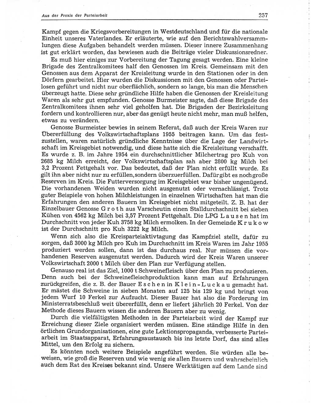 Neuer Weg (NW), Organ des Zentralkomitees (ZK) der SED (Sozialistische Einheitspartei Deutschlands) für Fragen des Parteiaufbaus und des Parteilebens, 10. Jahrgang [Deutsche Demokratische Republik (DDR)] 1955, Seite 257 (NW ZK SED DDR 1955, S. 257)