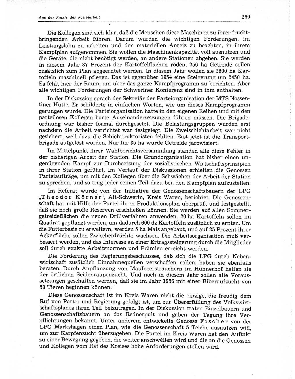 Neuer Weg (NW), Organ des Zentralkomitees (ZK) der SED (Sozialistische Einheitspartei Deutschlands) für Fragen des Parteiaufbaus und des Parteilebens, 10. Jahrgang [Deutsche Demokratische Republik (DDR)] 1955, Seite 259 (NW ZK SED DDR 1955, S. 259)