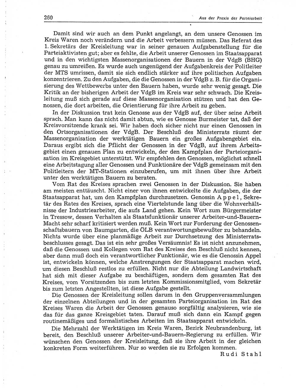 Neuer Weg (NW), Organ des Zentralkomitees (ZK) der SED (Sozialistische Einheitspartei Deutschlands) für Fragen des Parteiaufbaus und des Parteilebens, 10. Jahrgang [Deutsche Demokratische Republik (DDR)] 1955, Seite 260 (NW ZK SED DDR 1955, S. 260)