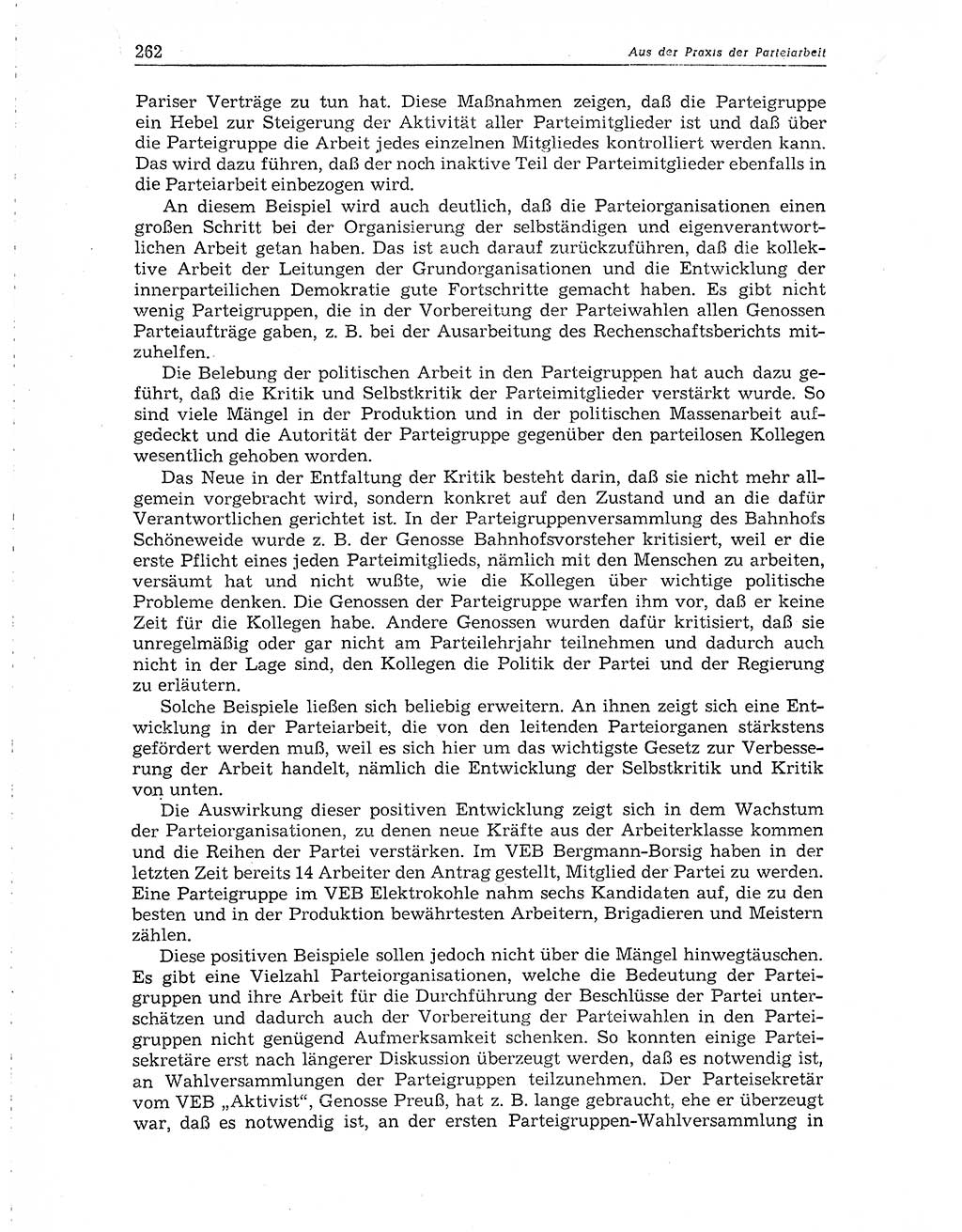 Neuer Weg (NW), Organ des Zentralkomitees (ZK) der SED (Sozialistische Einheitspartei Deutschlands) für Fragen des Parteiaufbaus und des Parteilebens, 10. Jahrgang [Deutsche Demokratische Republik (DDR)] 1955, Seite 262 (NW ZK SED DDR 1955, S. 262)