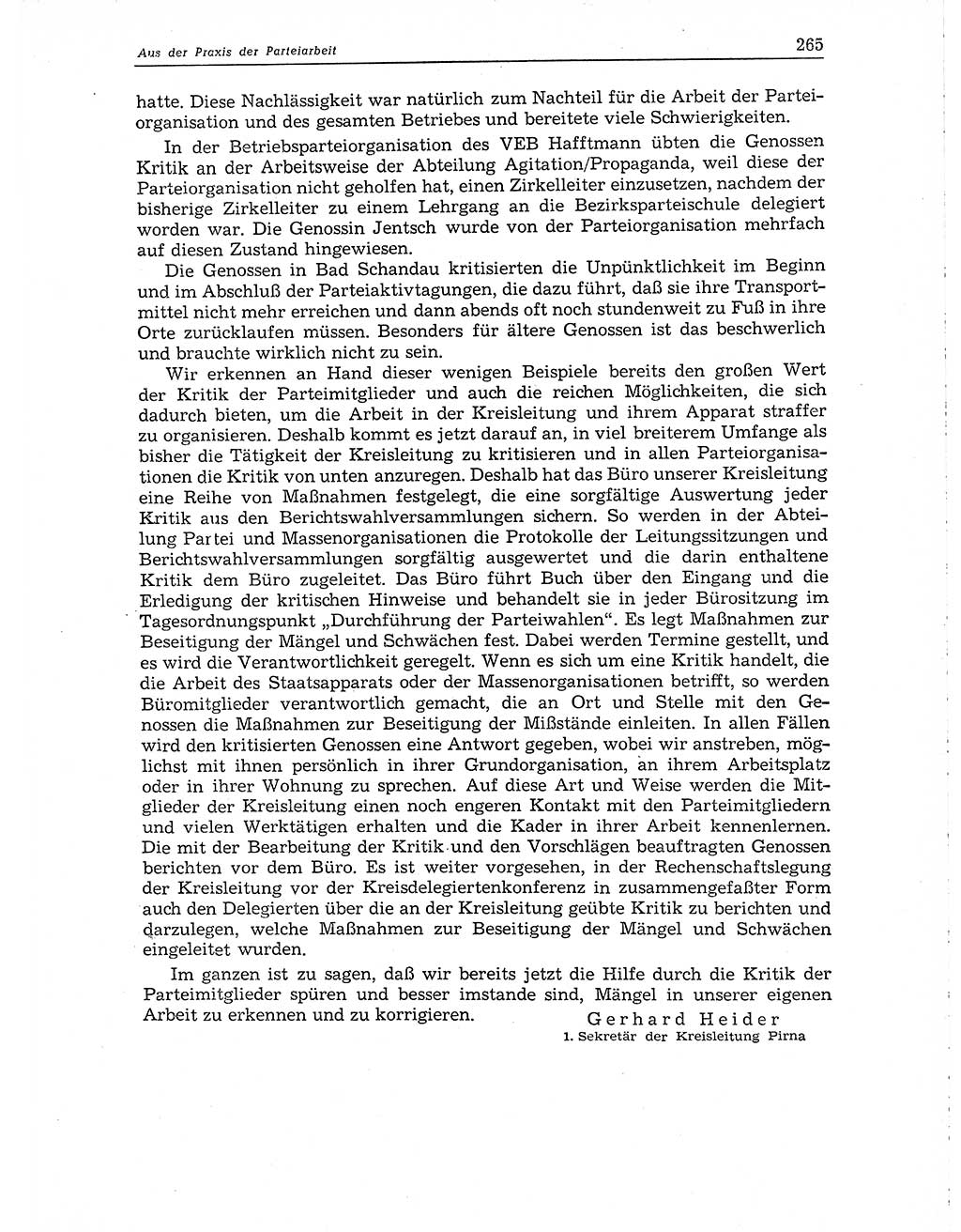 Neuer Weg (NW), Organ des Zentralkomitees (ZK) der SED (Sozialistische Einheitspartei Deutschlands) für Fragen des Parteiaufbaus und des Parteilebens, 10. Jahrgang [Deutsche Demokratische Republik (DDR)] 1955, Seite 265 (NW ZK SED DDR 1955, S. 265)
