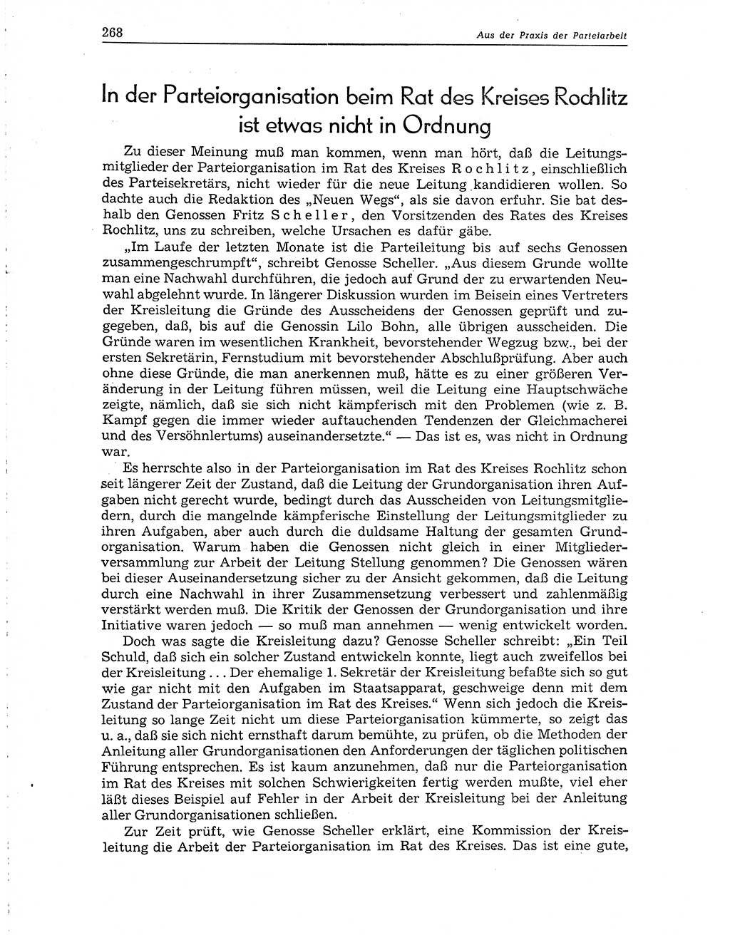 Neuer Weg (NW), Organ des Zentralkomitees (ZK) der SED (Sozialistische Einheitspartei Deutschlands) für Fragen des Parteiaufbaus und des Parteilebens, 10. Jahrgang [Deutsche Demokratische Republik (DDR)] 1955, Seite 268 (NW ZK SED DDR 1955, S. 268)