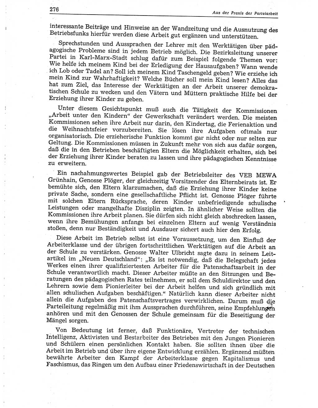 Neuer Weg (NW), Organ des Zentralkomitees (ZK) der SED (Sozialistische Einheitspartei Deutschlands) für Fragen des Parteiaufbaus und des Parteilebens, 10. Jahrgang [Deutsche Demokratische Republik (DDR)] 1955, Seite 276 (NW ZK SED DDR 1955, S. 276)