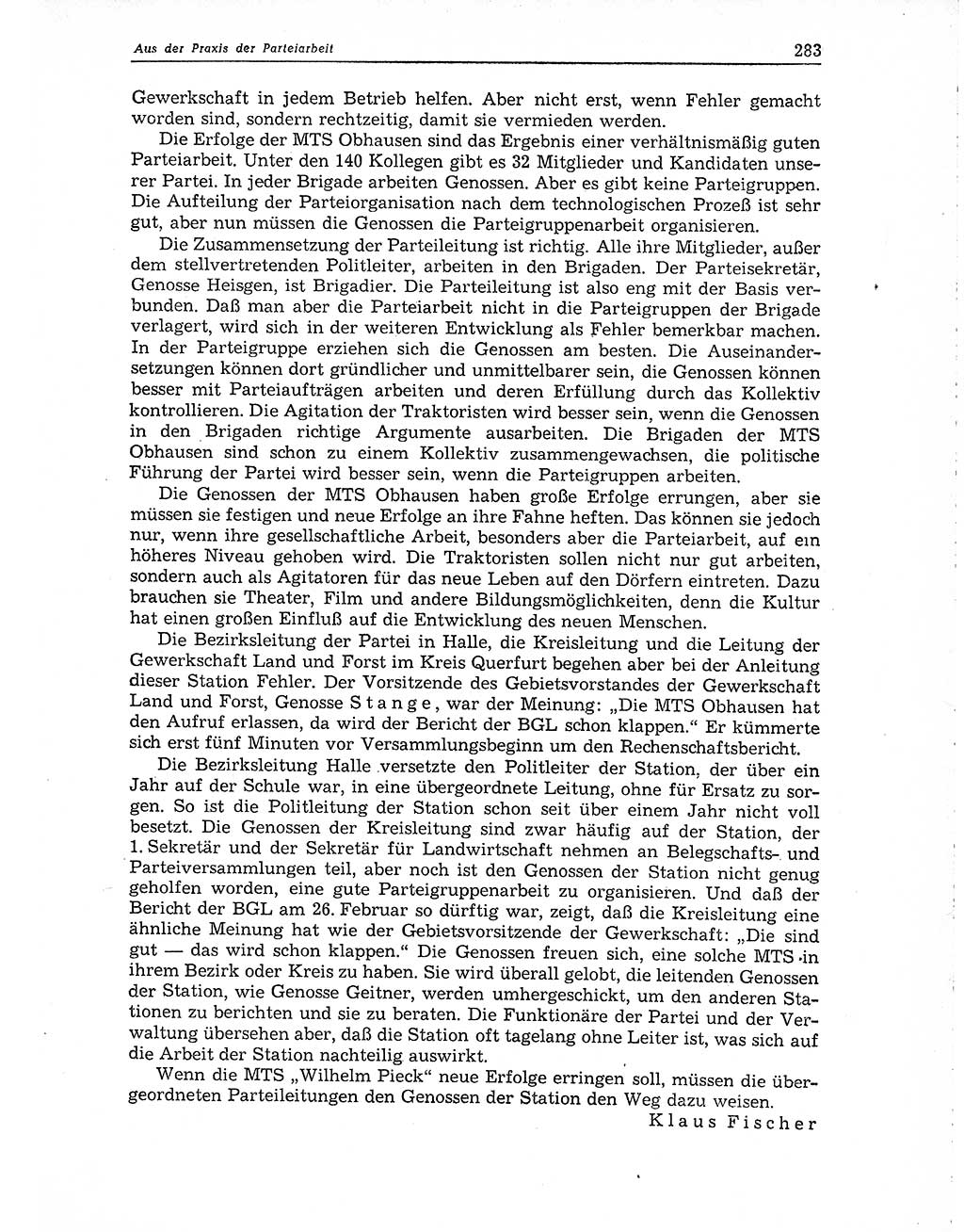 Neuer Weg (NW), Organ des Zentralkomitees (ZK) der SED (Sozialistische Einheitspartei Deutschlands) für Fragen des Parteiaufbaus und des Parteilebens, 10. Jahrgang [Deutsche Demokratische Republik (DDR)] 1955, Seite 283 (NW ZK SED DDR 1955, S. 283)