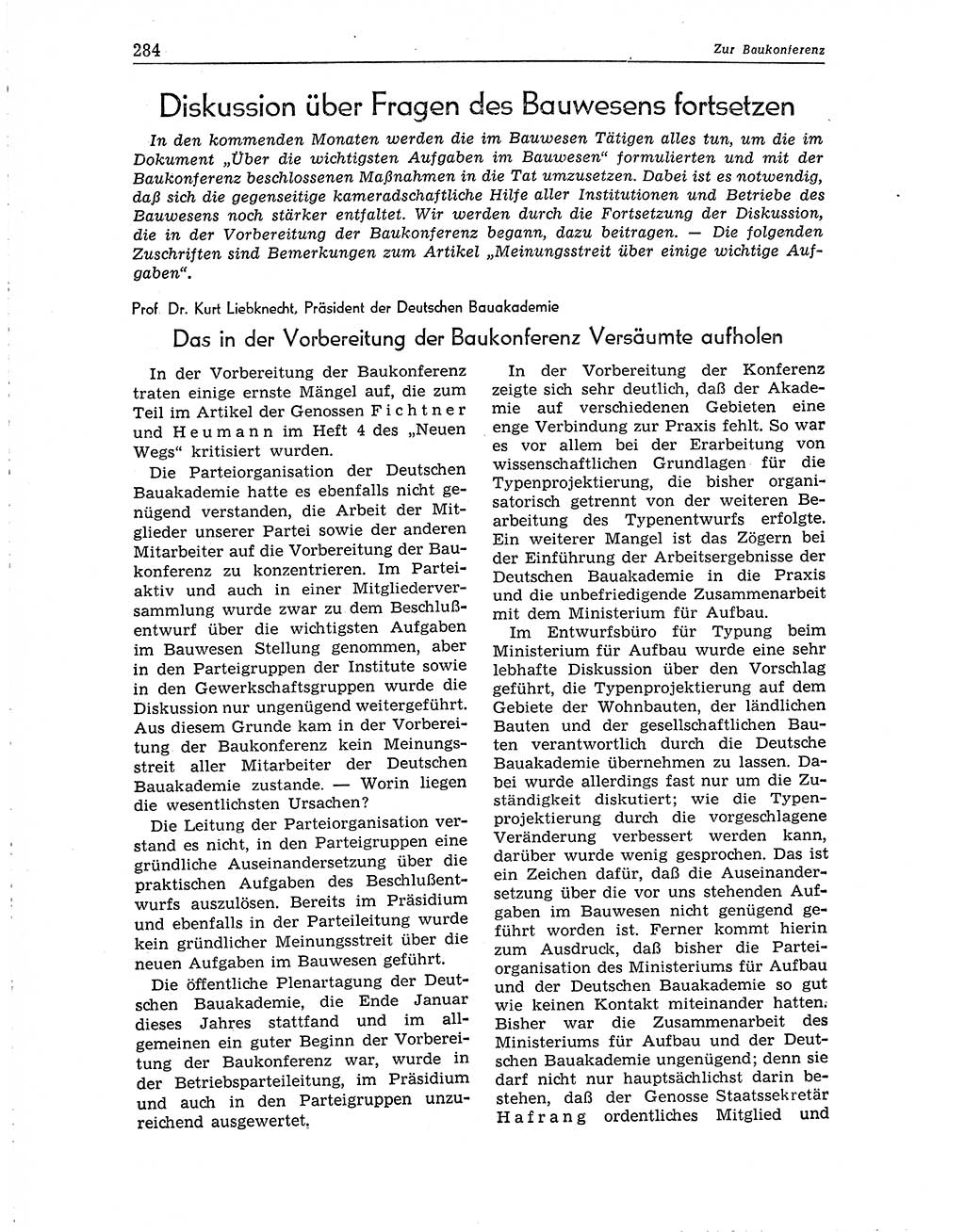 Neuer Weg (NW), Organ des Zentralkomitees (ZK) der SED (Sozialistische Einheitspartei Deutschlands) fÃ¼r Fragen des Parteiaufbaus und des Parteilebens, 10. Jahrgang [Deutsche Demokratische Republik (DDR)] 1955, Seite 284 (NW ZK SED DDR 1955, S. 284)