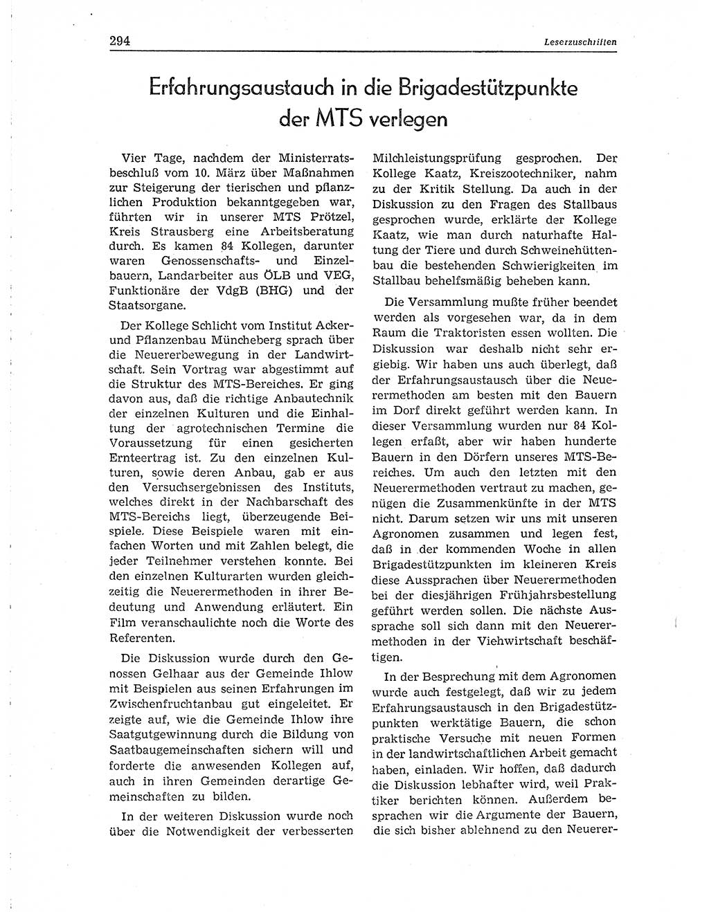 Neuer Weg (NW), Organ des Zentralkomitees (ZK) der SED (Sozialistische Einheitspartei Deutschlands) für Fragen des Parteiaufbaus und des Parteilebens, 10. Jahrgang [Deutsche Demokratische Republik (DDR)] 1955, Seite 294 (NW ZK SED DDR 1955, S. 294)