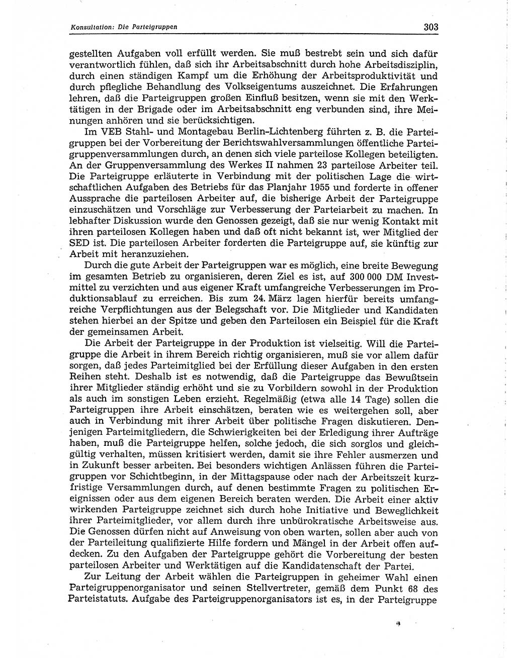 Neuer Weg (NW), Organ des Zentralkomitees (ZK) der SED (Sozialistische Einheitspartei Deutschlands) für Fragen des Parteiaufbaus und des Parteilebens, 10. Jahrgang [Deutsche Demokratische Republik (DDR)] 1955, Seite 303 (NW ZK SED DDR 1955, S. 303)