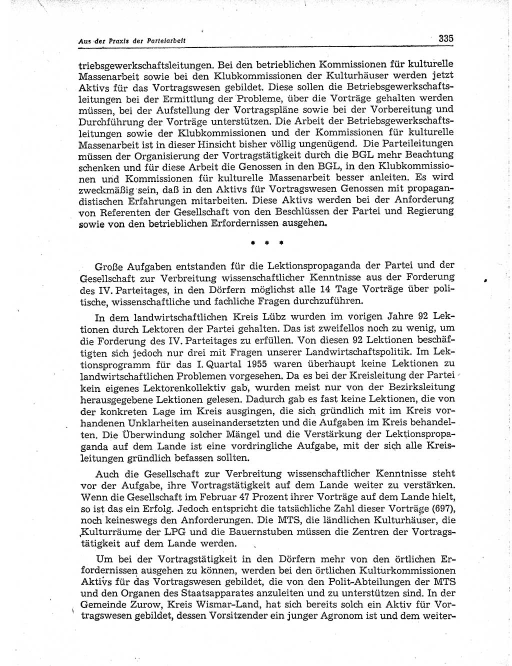 Neuer Weg (NW), Organ des Zentralkomitees (ZK) der SED (Sozialistische Einheitspartei Deutschlands) für Fragen des Parteiaufbaus und des Parteilebens, 10. Jahrgang [Deutsche Demokratische Republik (DDR)] 1955, Seite 335 (NW ZK SED DDR 1955, S. 335)