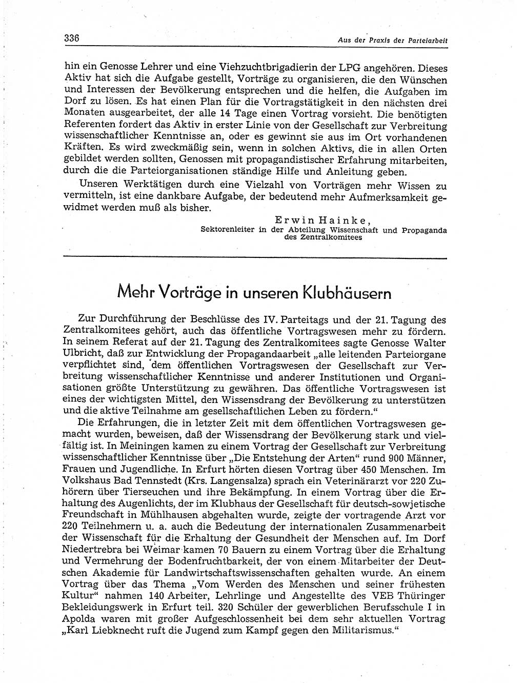 Neuer Weg (NW), Organ des Zentralkomitees (ZK) der SED (Sozialistische Einheitspartei Deutschlands) für Fragen des Parteiaufbaus und des Parteilebens, 10. Jahrgang [Deutsche Demokratische Republik (DDR)] 1955, Seite 336 (NW ZK SED DDR 1955, S. 336)