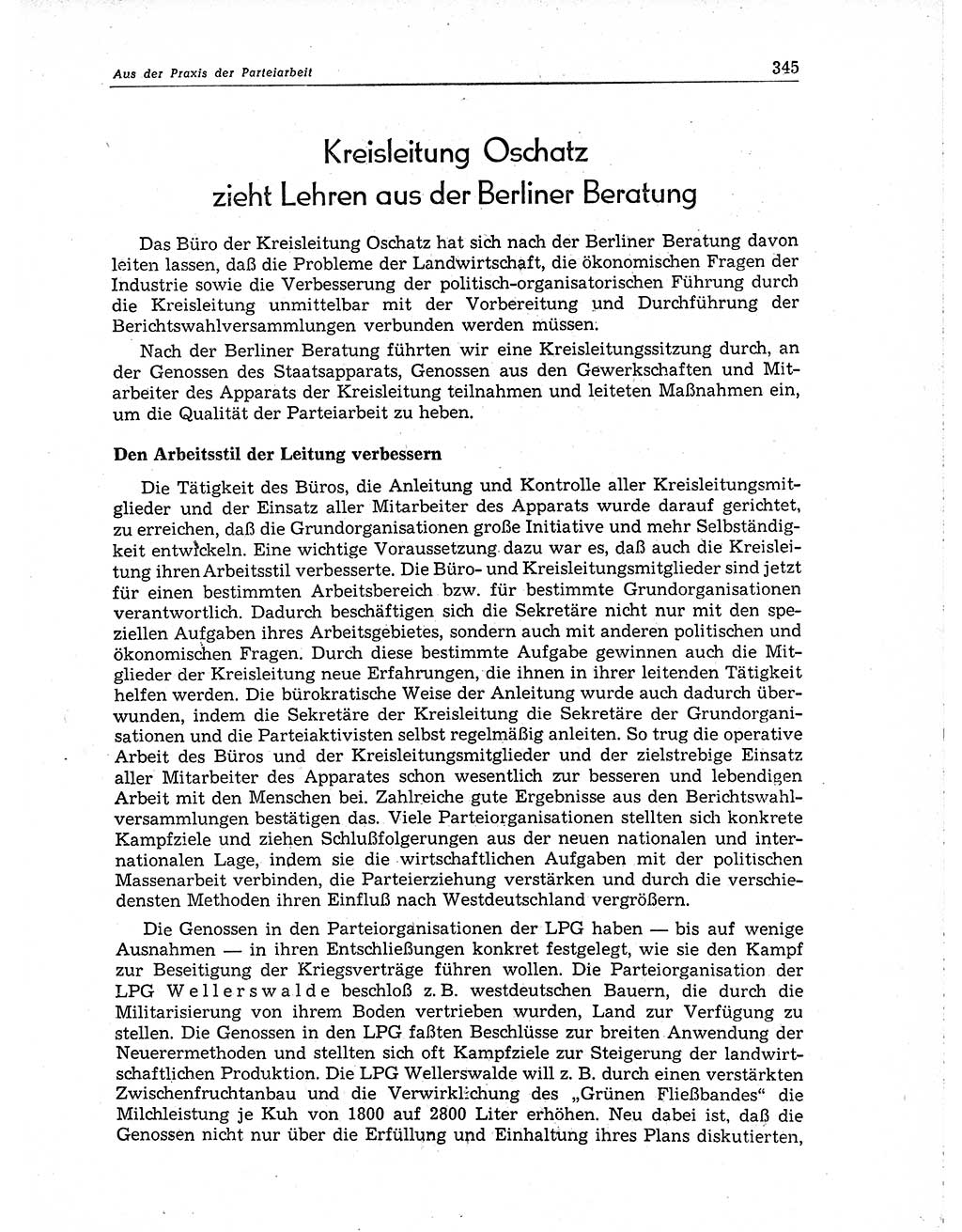 Neuer Weg (NW), Organ des Zentralkomitees (ZK) der SED (Sozialistische Einheitspartei Deutschlands) für Fragen des Parteiaufbaus und des Parteilebens, 10. Jahrgang [Deutsche Demokratische Republik (DDR)] 1955, Seite 345 (NW ZK SED DDR 1955, S. 345)