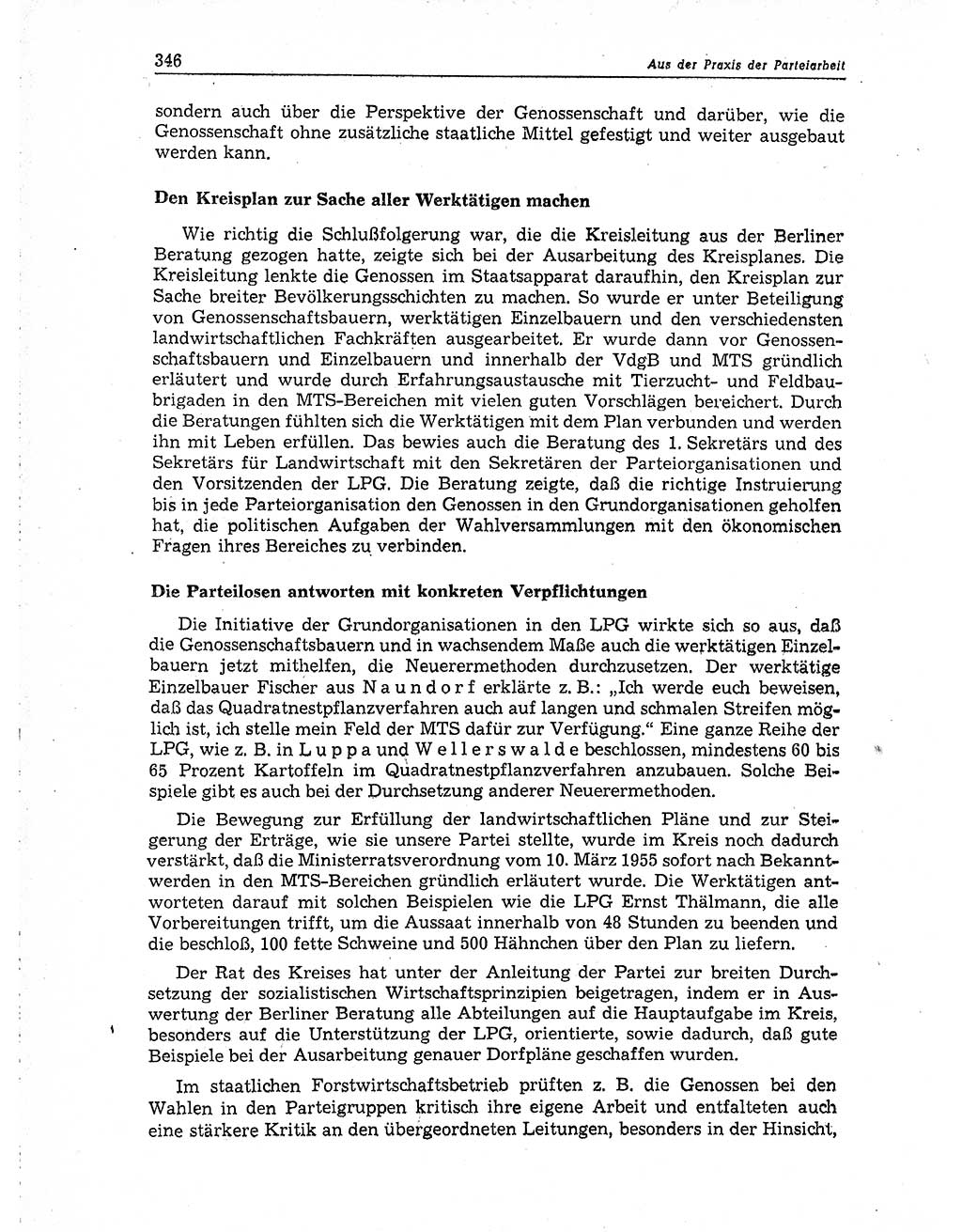 Neuer Weg (NW), Organ des Zentralkomitees (ZK) der SED (Sozialistische Einheitspartei Deutschlands) für Fragen des Parteiaufbaus und des Parteilebens, 10. Jahrgang [Deutsche Demokratische Republik (DDR)] 1955, Seite 346 (NW ZK SED DDR 1955, S. 346)