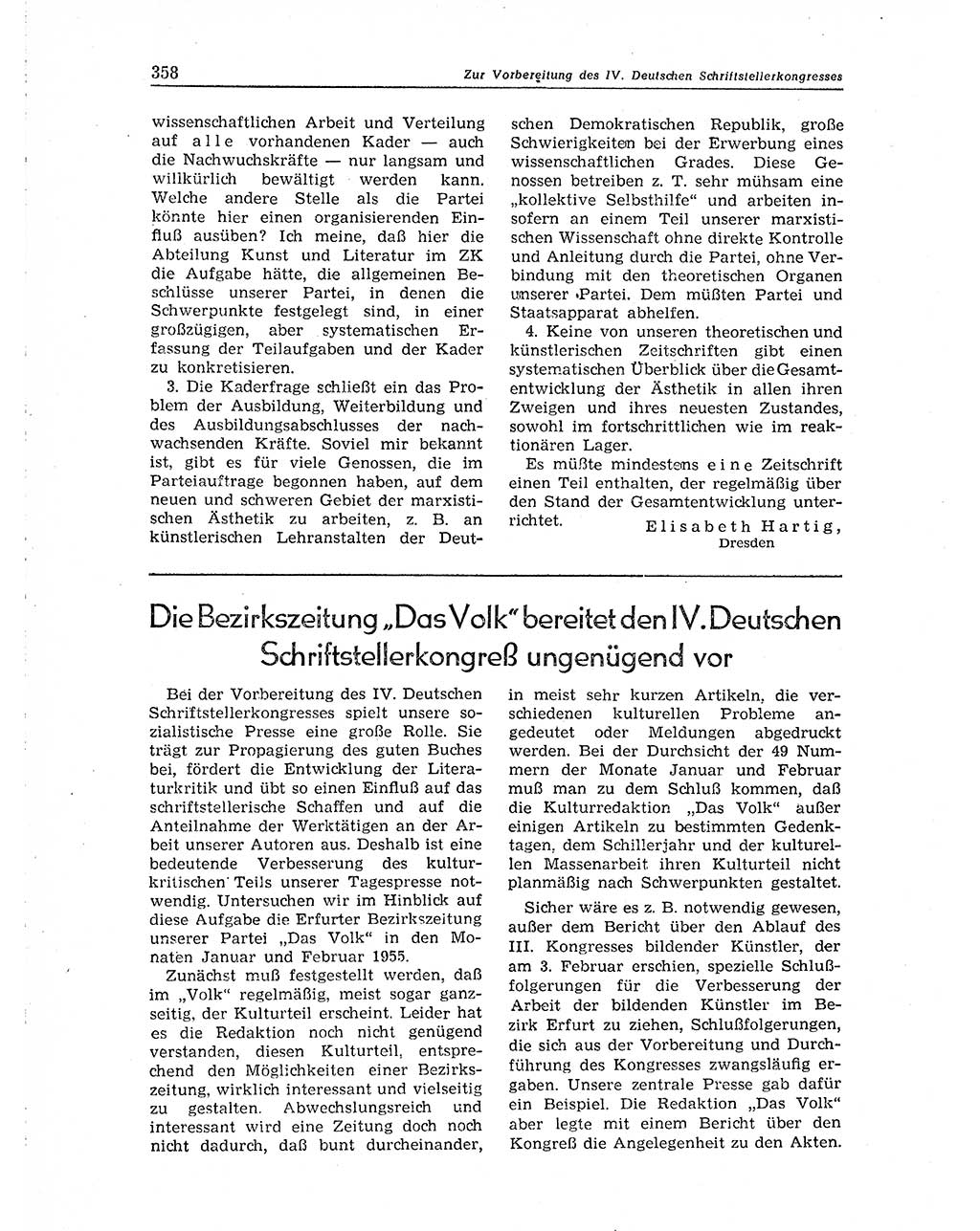 Neuer Weg (NW), Organ des Zentralkomitees (ZK) der SED (Sozialistische Einheitspartei Deutschlands) für Fragen des Parteiaufbaus und des Parteilebens, 10. Jahrgang [Deutsche Demokratische Republik (DDR)] 1955, Seite 358 (NW ZK SED DDR 1955, S. 358)