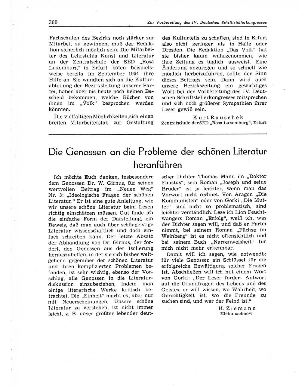 Neuer Weg (NW), Organ des Zentralkomitees (ZK) der SED (Sozialistische Einheitspartei Deutschlands) für Fragen des Parteiaufbaus und des Parteilebens, 10. Jahrgang [Deutsche Demokratische Republik (DDR)] 1955, Seite 360 (NW ZK SED DDR 1955, S. 360)