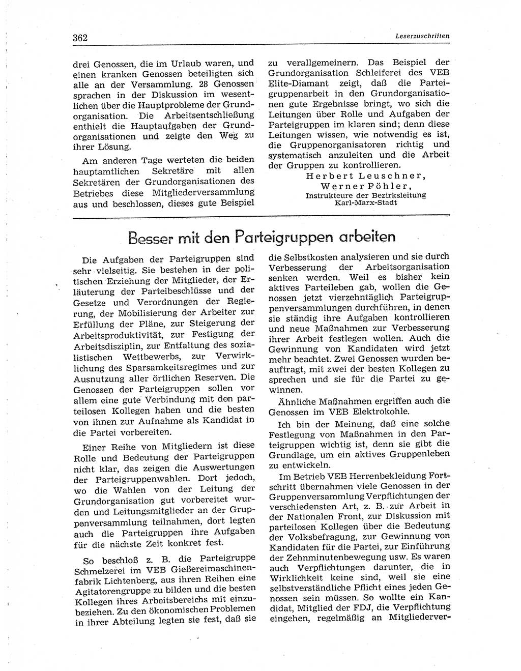 Neuer Weg (NW), Organ des Zentralkomitees (ZK) der SED (Sozialistische Einheitspartei Deutschlands) für Fragen des Parteiaufbaus und des Parteilebens, 10. Jahrgang [Deutsche Demokratische Republik (DDR)] 1955, Seite 362 (NW ZK SED DDR 1955, S. 362)