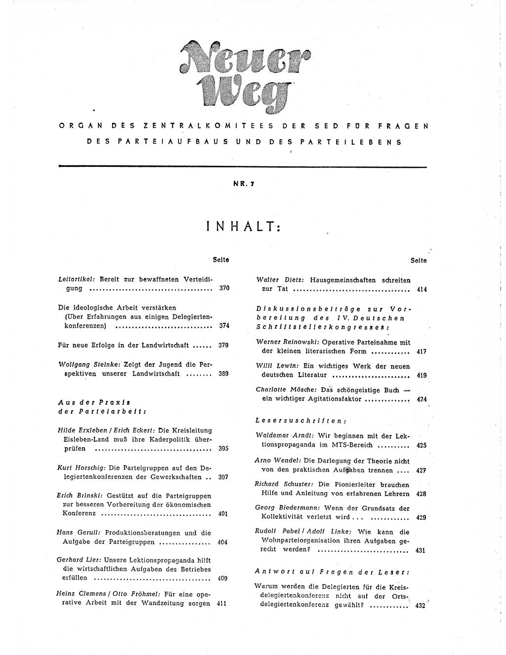 Neuer Weg (NW), Organ des Zentralkomitees (ZK) der SED (Sozialistische Einheitspartei Deutschlands) für Fragen des Parteiaufbaus und des Parteilebens, 10. Jahrgang [Deutsche Demokratische Republik (DDR)] 1955, Seite 369 (NW ZK SED DDR 1955, S. 369)