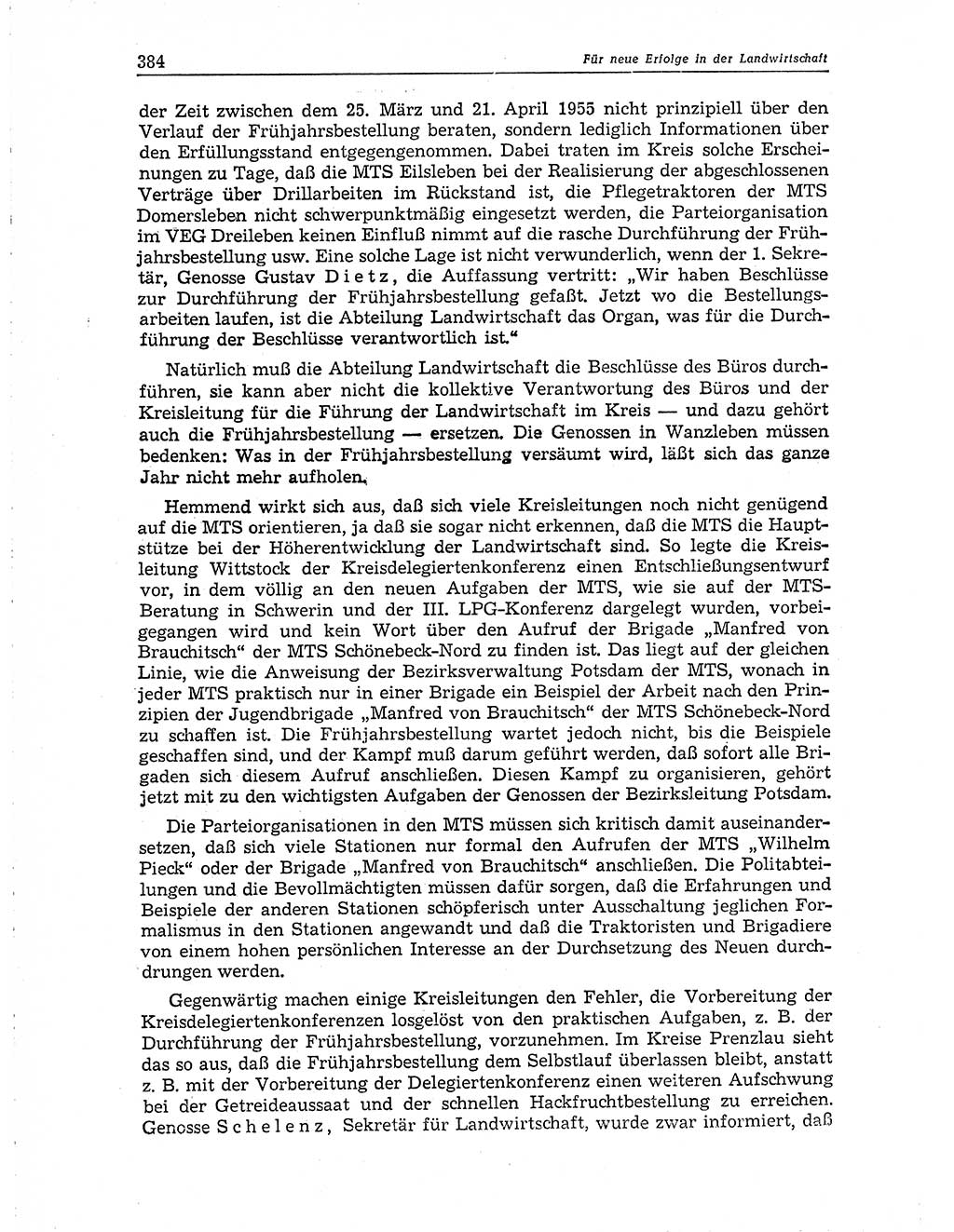 Neuer Weg (NW), Organ des Zentralkomitees (ZK) der SED (Sozialistische Einheitspartei Deutschlands) für Fragen des Parteiaufbaus und des Parteilebens, 10. Jahrgang [Deutsche Demokratische Republik (DDR)] 1955, Seite 384 (NW ZK SED DDR 1955, S. 384)
