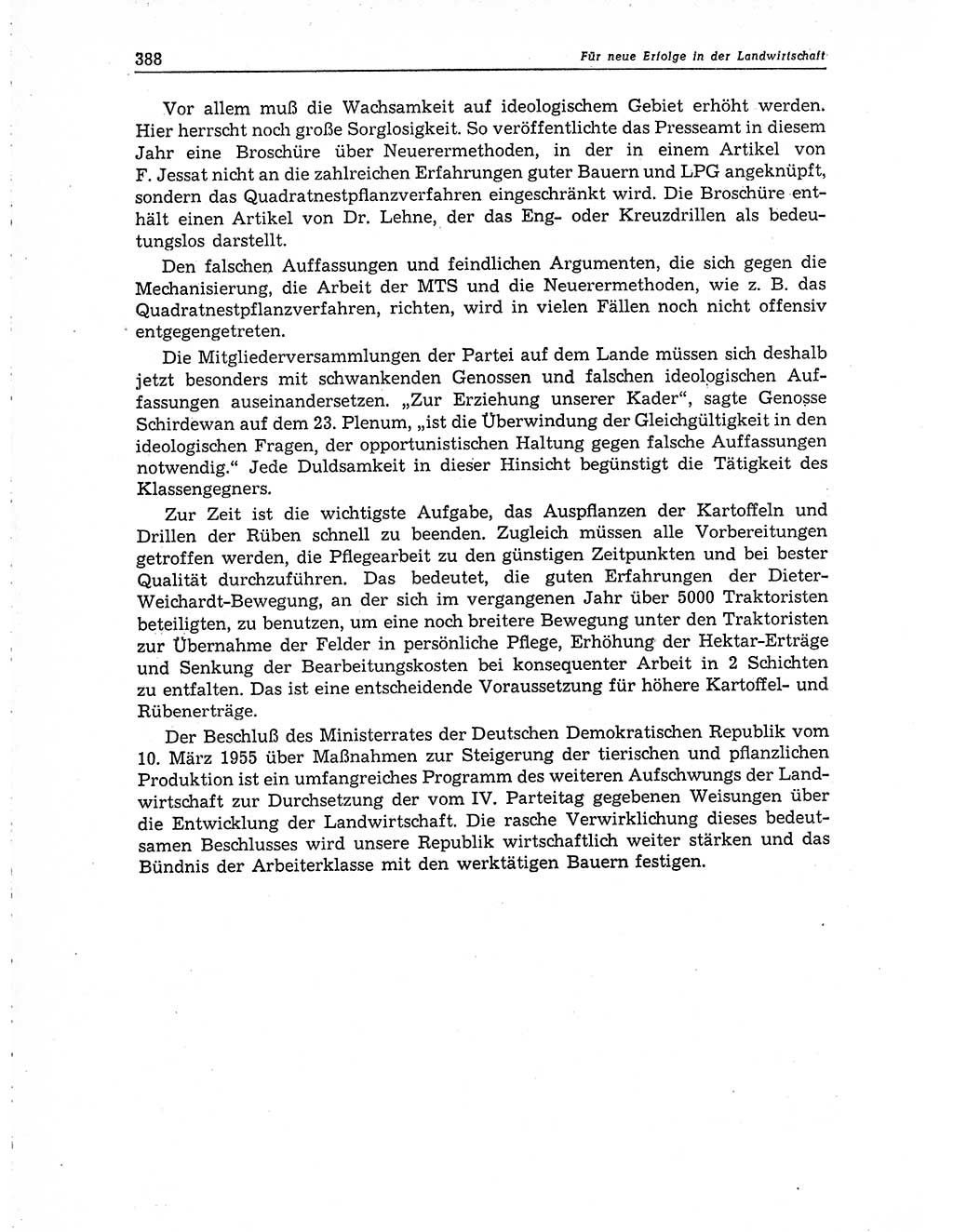 Neuer Weg (NW), Organ des Zentralkomitees (ZK) der SED (Sozialistische Einheitspartei Deutschlands) für Fragen des Parteiaufbaus und des Parteilebens, 10. Jahrgang [Deutsche Demokratische Republik (DDR)] 1955, Seite 388 (NW ZK SED DDR 1955, S. 388)