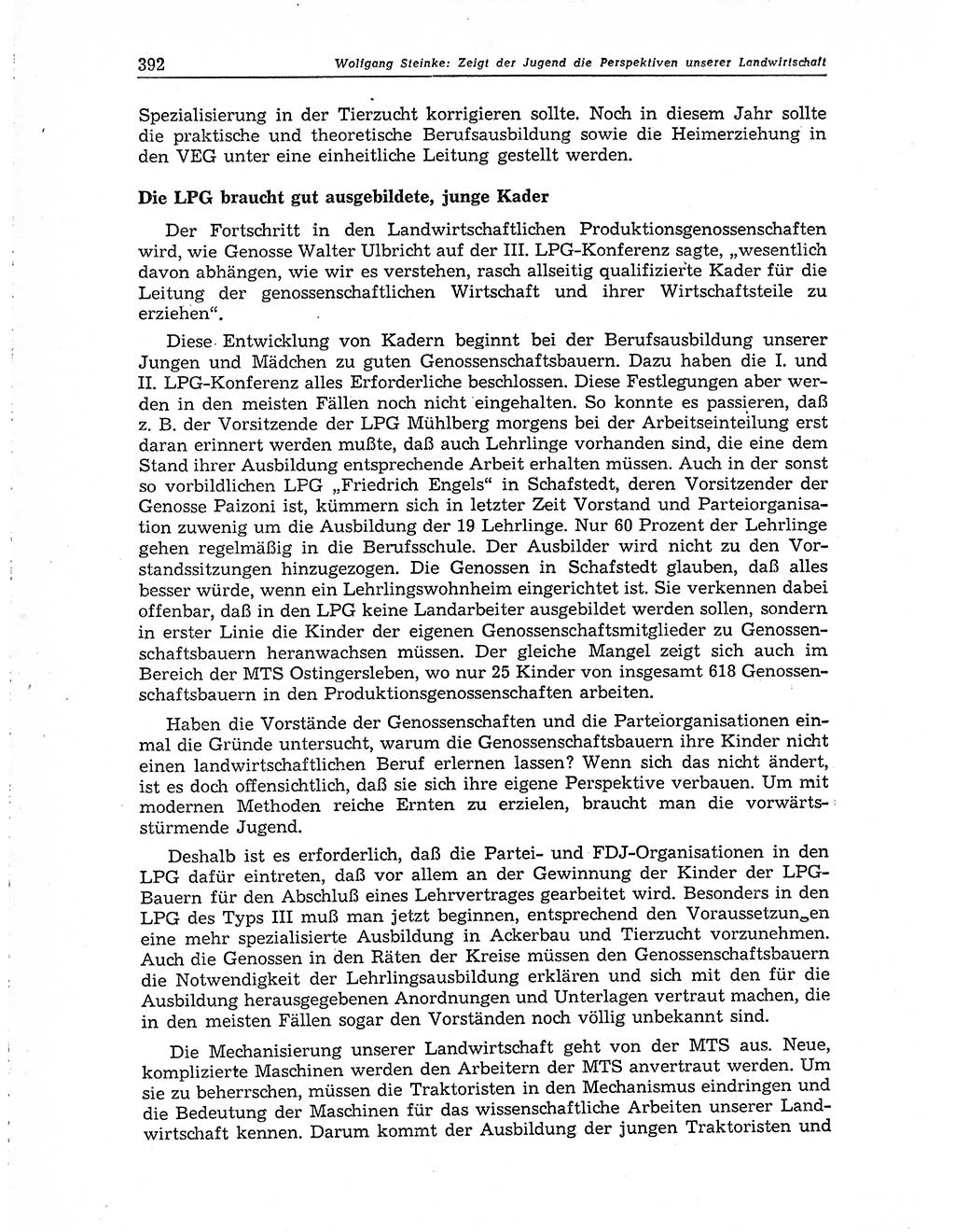 Neuer Weg (NW), Organ des Zentralkomitees (ZK) der SED (Sozialistische Einheitspartei Deutschlands) für Fragen des Parteiaufbaus und des Parteilebens, 10. Jahrgang [Deutsche Demokratische Republik (DDR)] 1955, Seite 392 (NW ZK SED DDR 1955, S. 392)