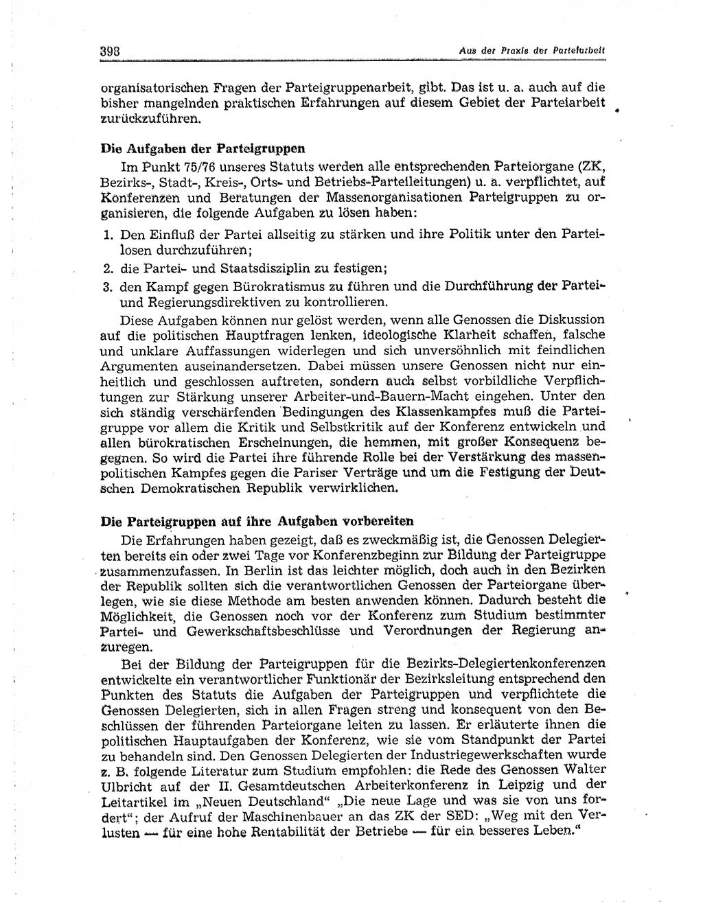 Neuer Weg (NW), Organ des Zentralkomitees (ZK) der SED (Sozialistische Einheitspartei Deutschlands) für Fragen des Parteiaufbaus und des Parteilebens, 10. Jahrgang [Deutsche Demokratische Republik (DDR)] 1955, Seite 398 (NW ZK SED DDR 1955, S. 398)