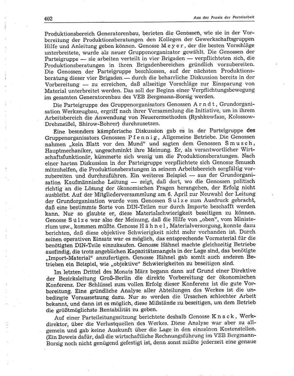 Neuer Weg (NW), Organ des Zentralkomitees (ZK) der SED (Sozialistische Einheitspartei Deutschlands) für Fragen des Parteiaufbaus und des Parteilebens, 10. Jahrgang [Deutsche Demokratische Republik (DDR)] 1955, Seite 402 (NW ZK SED DDR 1955, S. 402)