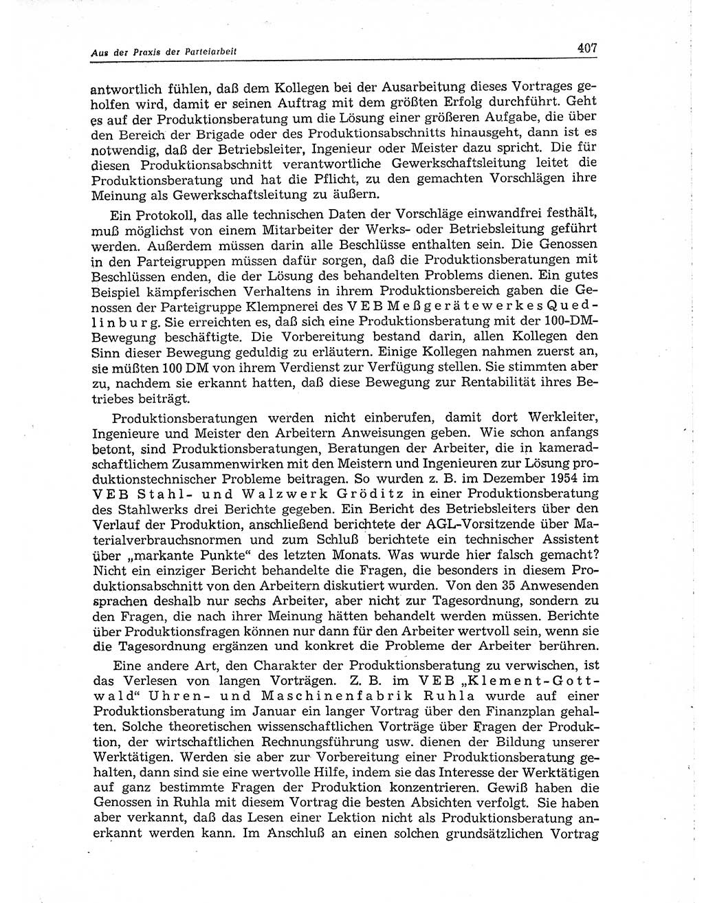 Neuer Weg (NW), Organ des Zentralkomitees (ZK) der SED (Sozialistische Einheitspartei Deutschlands) für Fragen des Parteiaufbaus und des Parteilebens, 10. Jahrgang [Deutsche Demokratische Republik (DDR)] 1955, Seite 407 (NW ZK SED DDR 1955, S. 407)