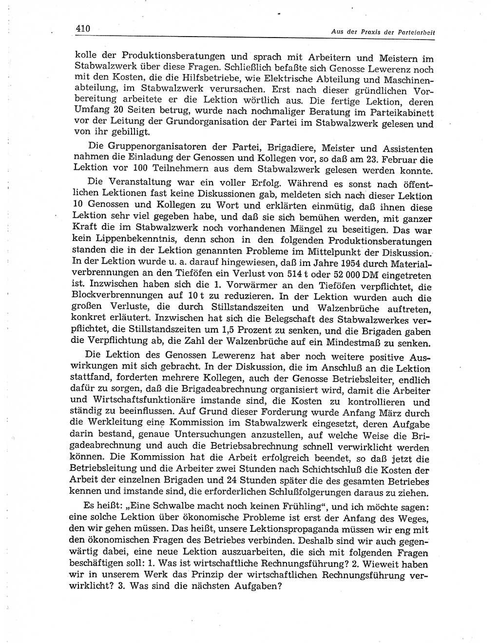 Neuer Weg (NW), Organ des Zentralkomitees (ZK) der SED (Sozialistische Einheitspartei Deutschlands) für Fragen des Parteiaufbaus und des Parteilebens, 10. Jahrgang [Deutsche Demokratische Republik (DDR)] 1955, Seite 410 (NW ZK SED DDR 1955, S. 410)