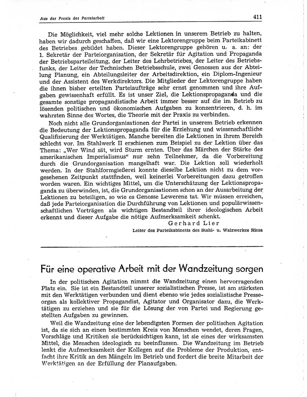 Neuer Weg (NW), Organ des Zentralkomitees (ZK) der SED (Sozialistische Einheitspartei Deutschlands) für Fragen des Parteiaufbaus und des Parteilebens, 10. Jahrgang [Deutsche Demokratische Republik (DDR)] 1955, Seite 411 (NW ZK SED DDR 1955, S. 411)