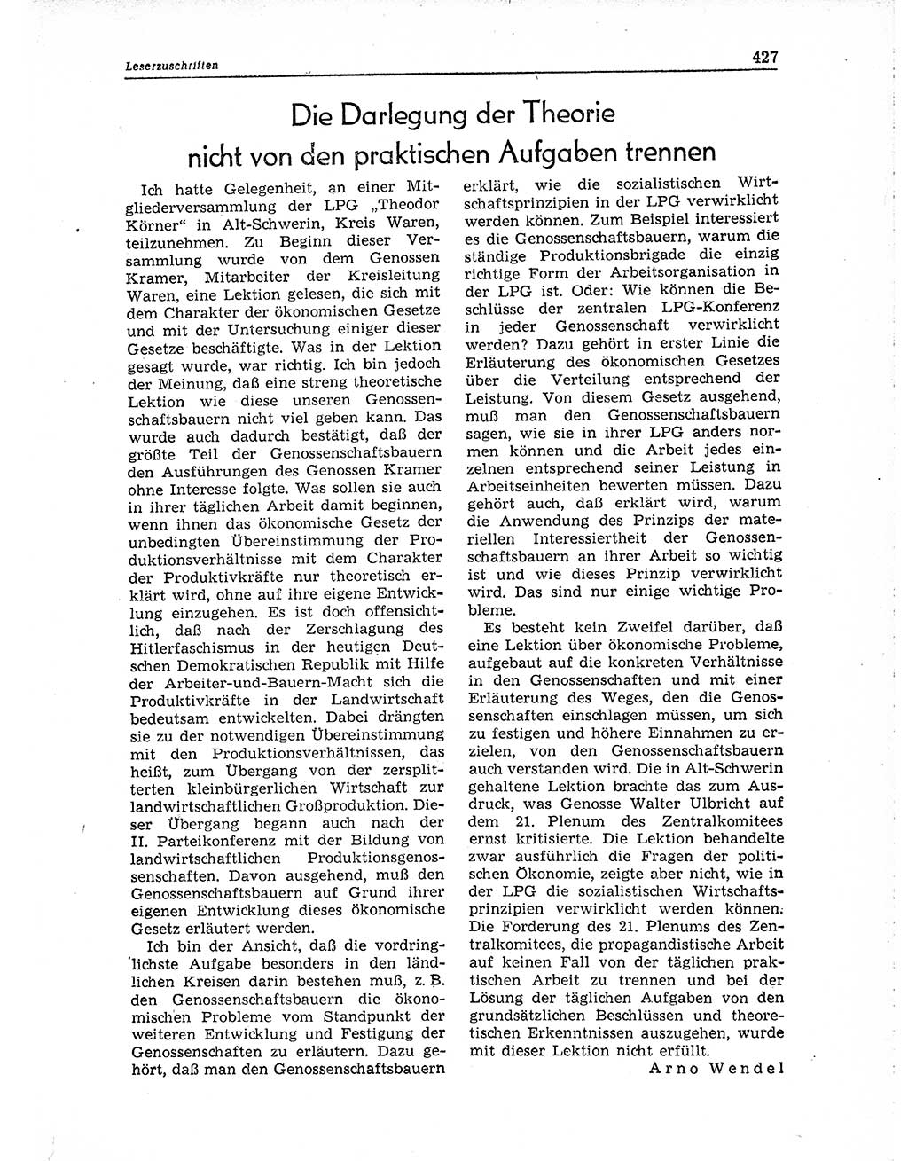 Neuer Weg (NW), Organ des Zentralkomitees (ZK) der SED (Sozialistische Einheitspartei Deutschlands) für Fragen des Parteiaufbaus und des Parteilebens, 10. Jahrgang [Deutsche Demokratische Republik (DDR)] 1955, Seite 427 (NW ZK SED DDR 1955, S. 427)