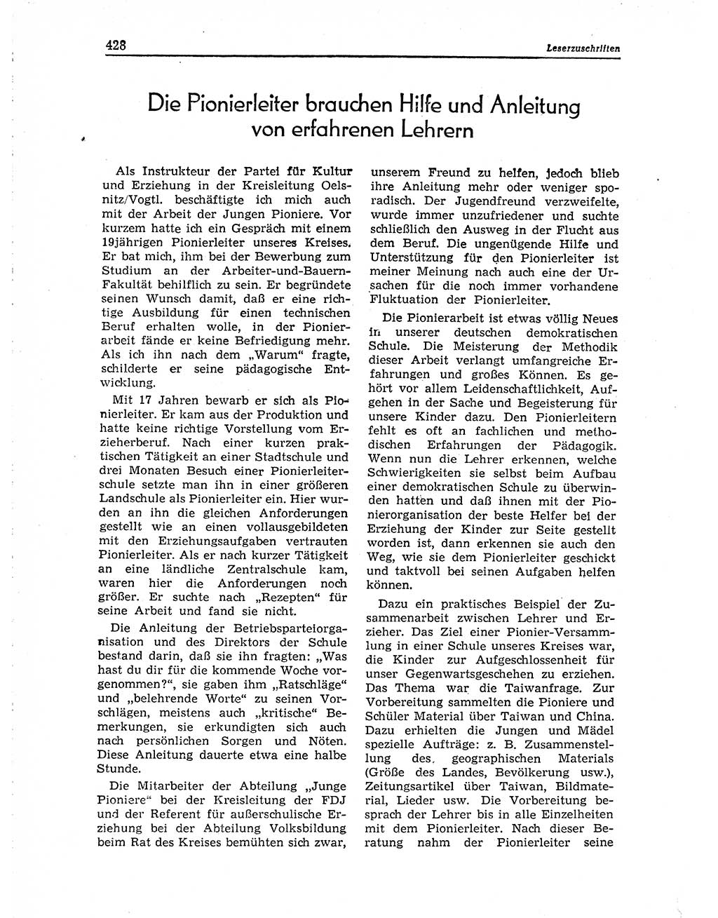 Neuer Weg (NW), Organ des Zentralkomitees (ZK) der SED (Sozialistische Einheitspartei Deutschlands) für Fragen des Parteiaufbaus und des Parteilebens, 10. Jahrgang [Deutsche Demokratische Republik (DDR)] 1955, Seite 428 (NW ZK SED DDR 1955, S. 428)