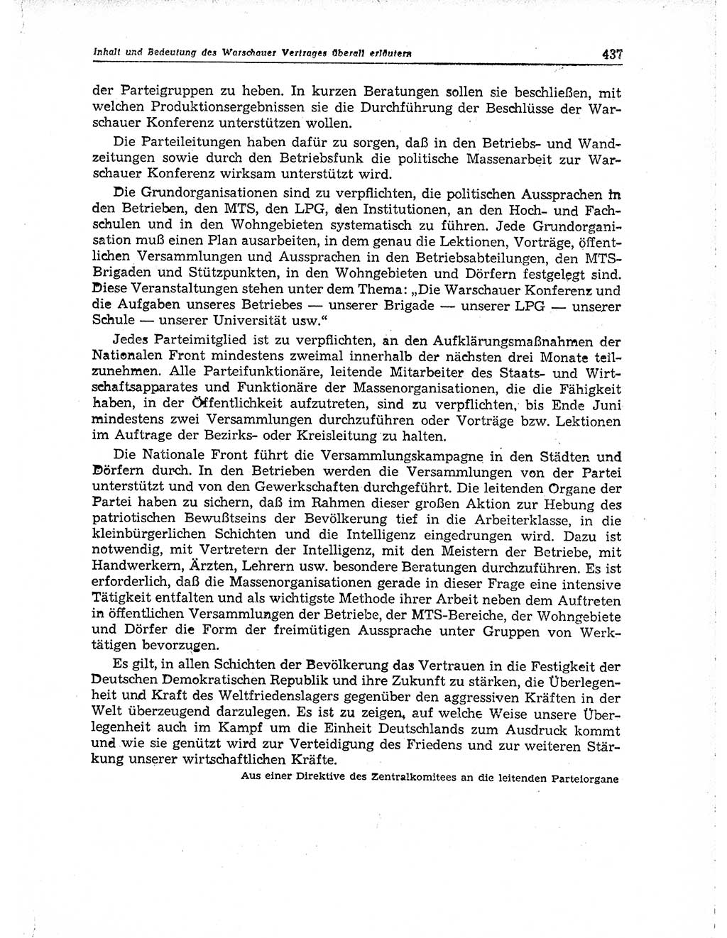 Neuer Weg (NW), Organ des Zentralkomitees (ZK) der SED (Sozialistische Einheitspartei Deutschlands) für Fragen des Parteiaufbaus und des Parteilebens, 10. Jahrgang [Deutsche Demokratische Republik (DDR)] 1955, Seite 437 (NW ZK SED DDR 1955, S. 437)