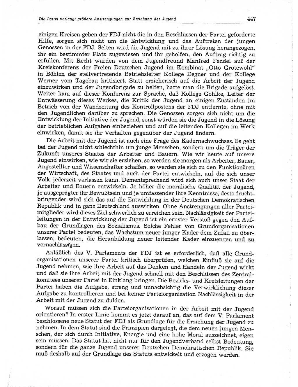 Neuer Weg (NW), Organ des Zentralkomitees (ZK) der SED (Sozialistische Einheitspartei Deutschlands) für Fragen des Parteiaufbaus und des Parteilebens, 10. Jahrgang [Deutsche Demokratische Republik (DDR)] 1955, Seite 447 (NW ZK SED DDR 1955, S. 447)
