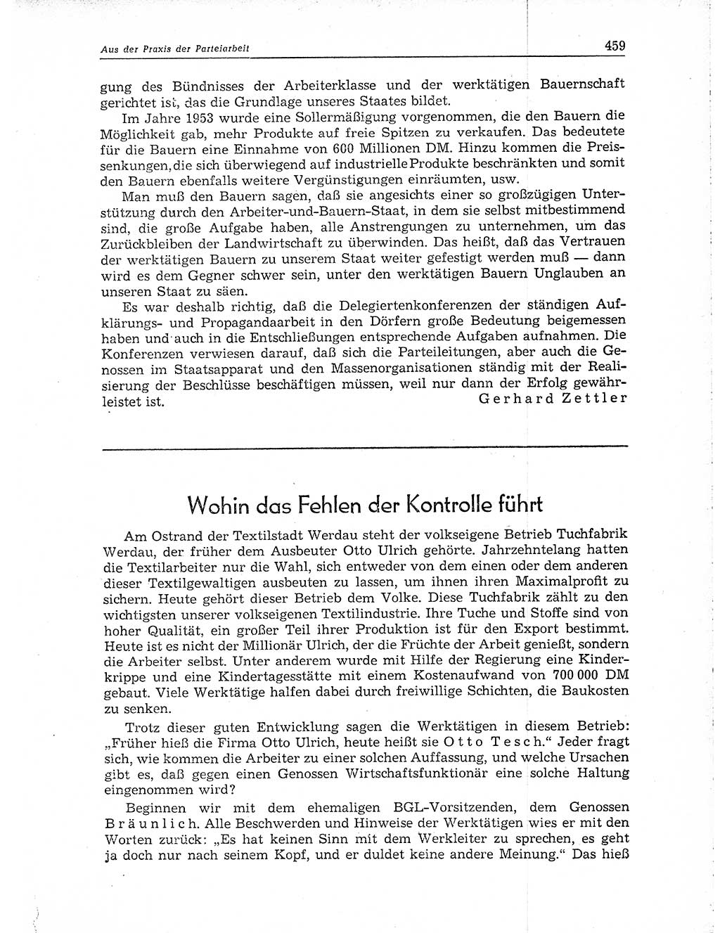 Neuer Weg (NW), Organ des Zentralkomitees (ZK) der SED (Sozialistische Einheitspartei Deutschlands) für Fragen des Parteiaufbaus und des Parteilebens, 10. Jahrgang [Deutsche Demokratische Republik (DDR)] 1955, Seite 459 (NW ZK SED DDR 1955, S. 459)