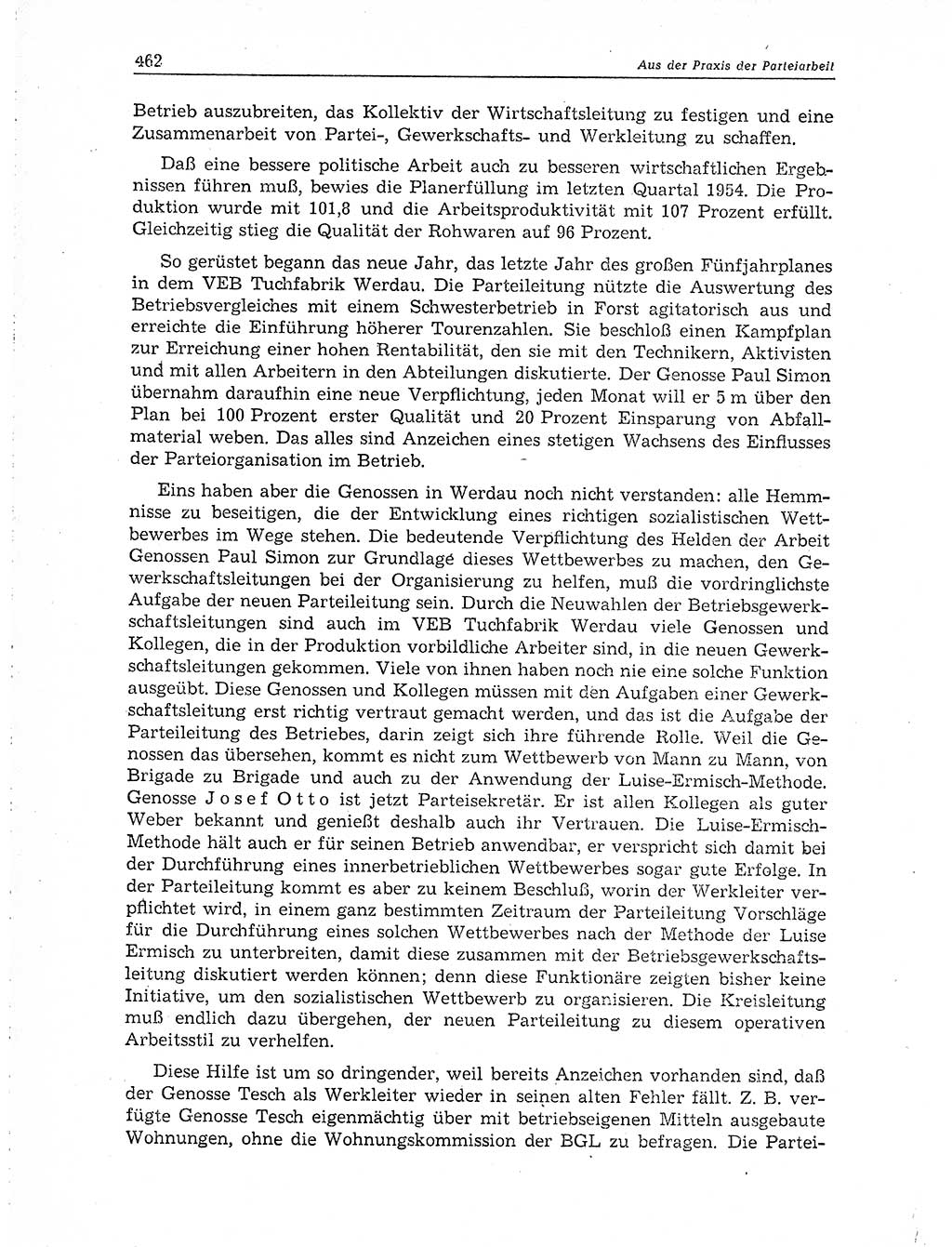 Neuer Weg (NW), Organ des Zentralkomitees (ZK) der SED (Sozialistische Einheitspartei Deutschlands) für Fragen des Parteiaufbaus und des Parteilebens, 10. Jahrgang [Deutsche Demokratische Republik (DDR)] 1955, Seite 462 (NW ZK SED DDR 1955, S. 462)