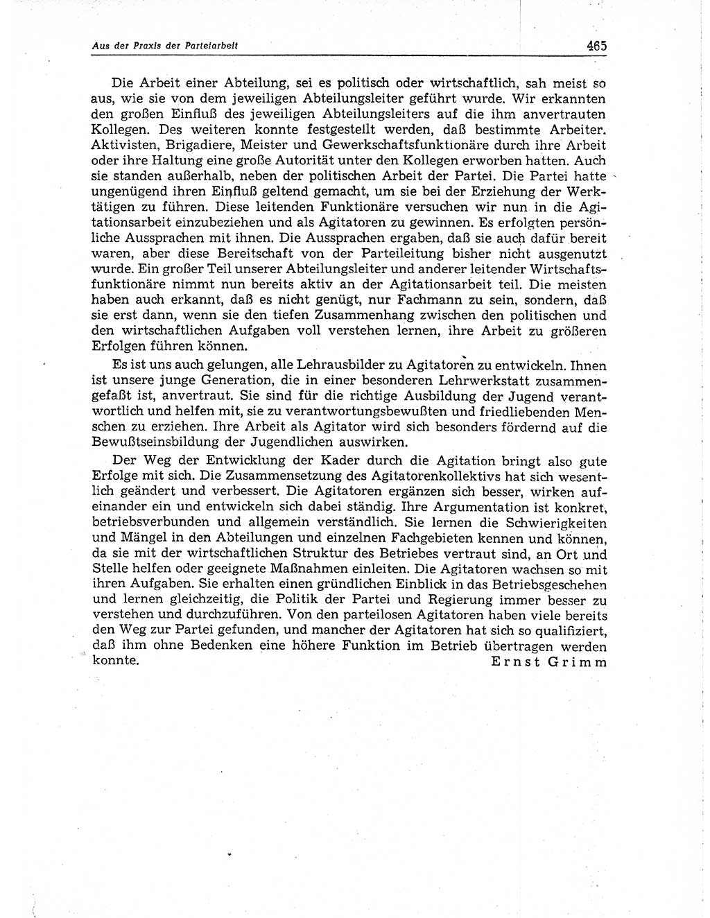 Neuer Weg (NW), Organ des Zentralkomitees (ZK) der SED (Sozialistische Einheitspartei Deutschlands) für Fragen des Parteiaufbaus und des Parteilebens, 10. Jahrgang [Deutsche Demokratische Republik (DDR)] 1955, Seite 465 (NW ZK SED DDR 1955, S. 465)